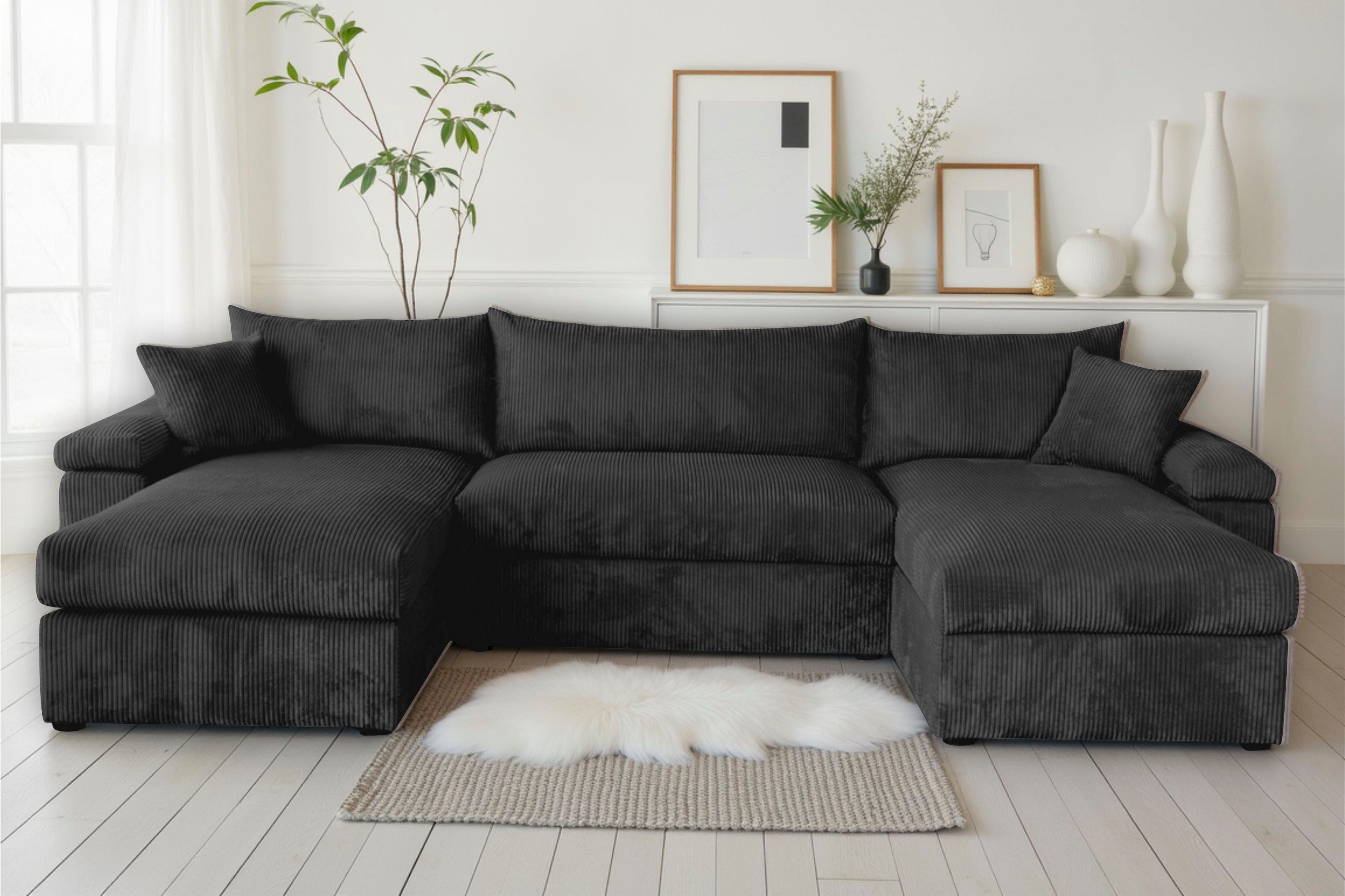 OTTO home Wohnlandschaft Cosy U-Form, B: 309 cm, XXL-Wohnlandschaft mit Federkern, 2 Zierkissen, Mega-Sofa, Cord oder Struktur weich, Kaltschaumauflage