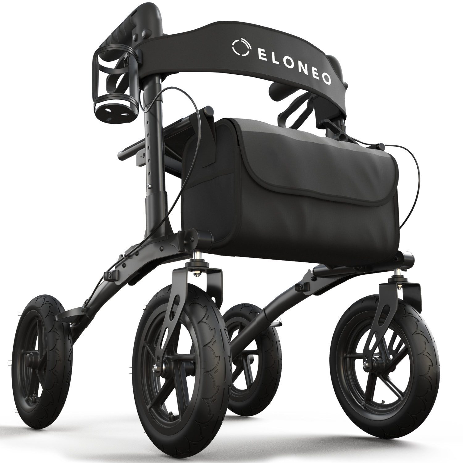 ELONEO Rollator faltbar & leicht, Outdoor Rollator mit Sitz & Luftbereifung, Klick & Go System, feststellbare Bremse, Lufträder