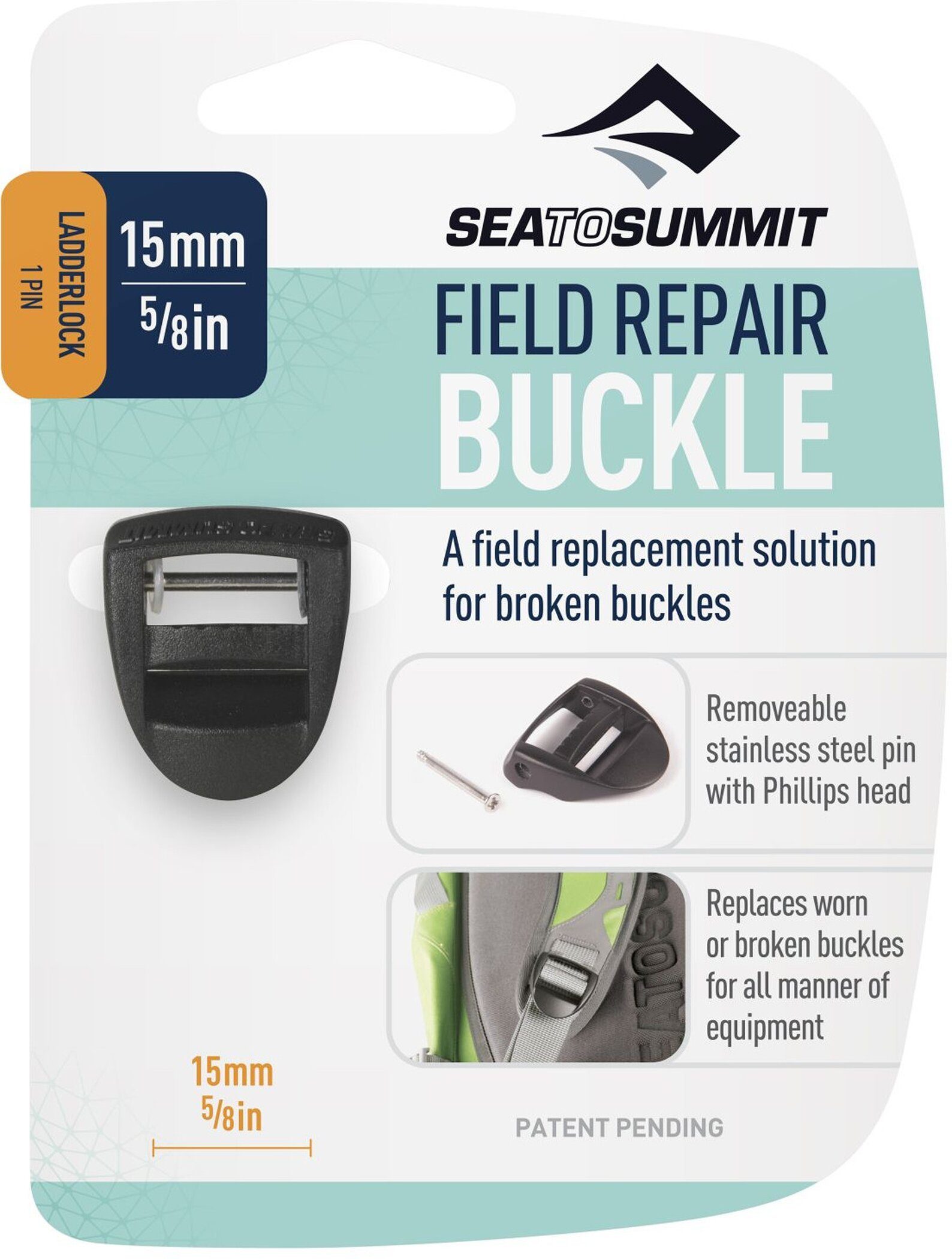 sea to summit Rucksack Field Repair Buckle - 15mm Ladderlock 1 Pin Ersatzschnalle - schwarz