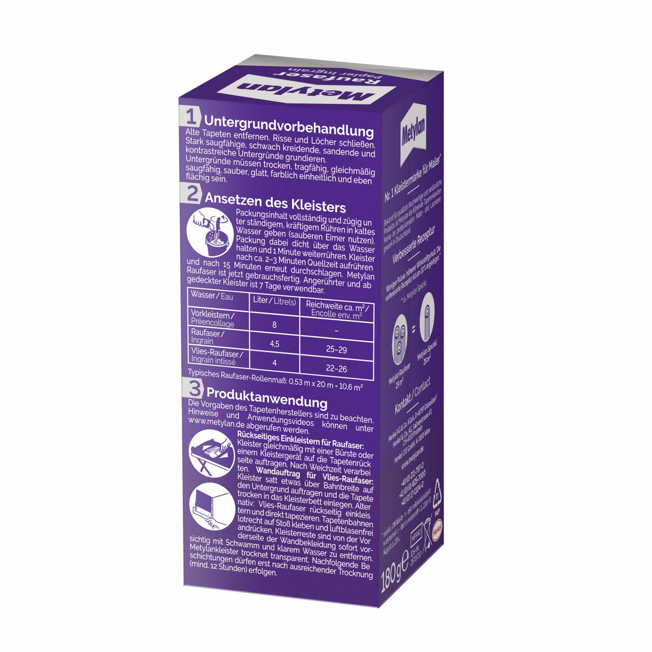 Metylan Kleister Metylan Raufaser Tapetenkleister 180 g Paket