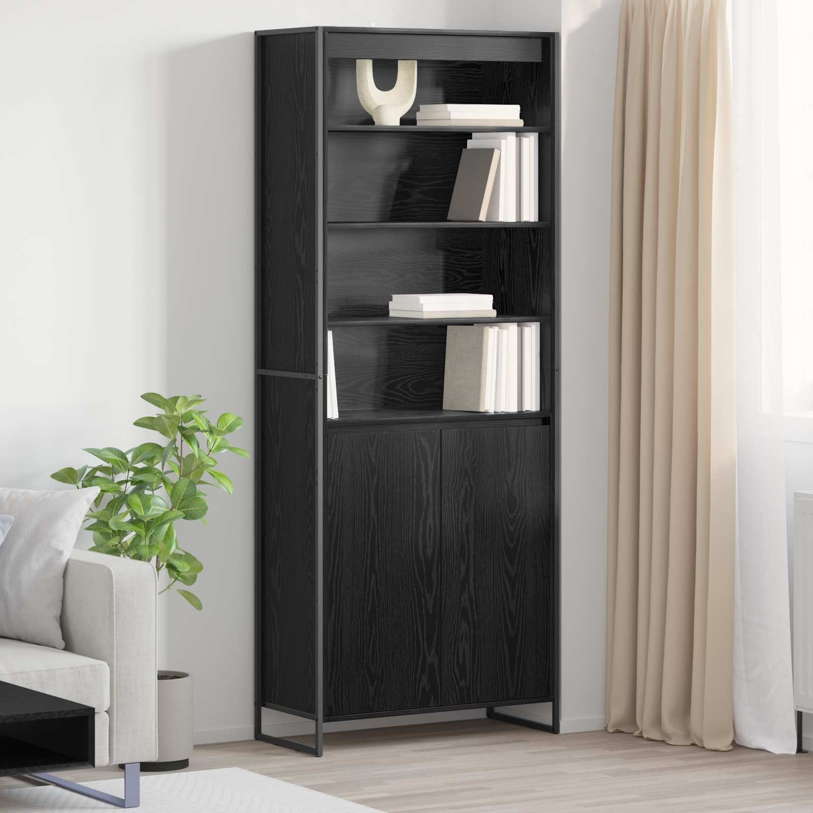 vidaXL Sideboard Hohe Schränke Schwarz Eichen-Optik 79 x 36 x 200 cm (1 St)