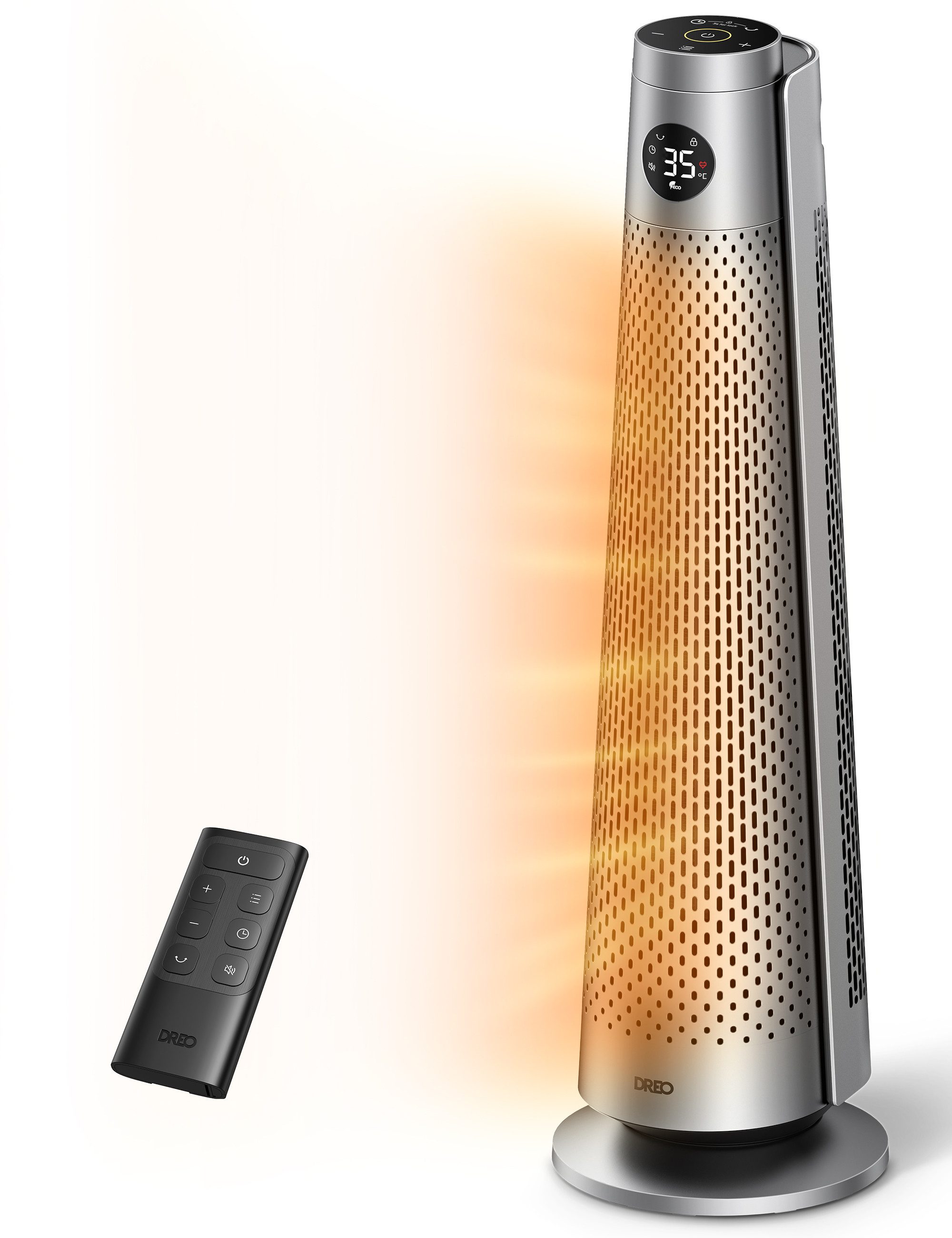 Dreo Heizlüfter 2000W Elektrische Heizung, Fernbedienung, 25 dB, 7-facher Schutz, Energiesparendes ECO-Modus, Thermostat, Überhitzungs- & Kippschutz