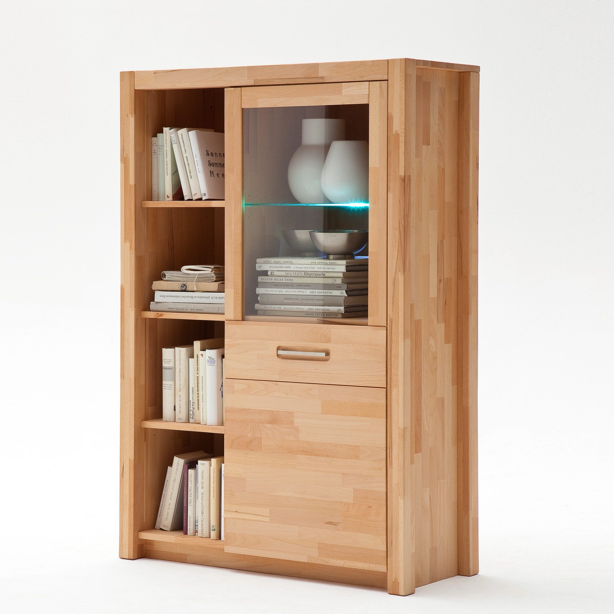 MCA furniture Highboard Highboard 2 Fenja Kernbuche Keilverzinkt massiv 98x145x40 cm