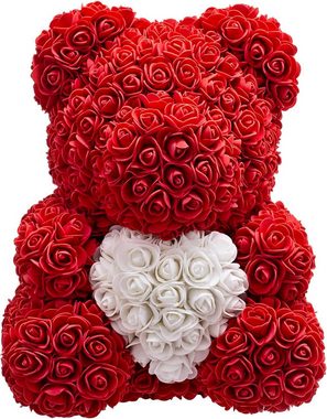 Kunstblume Rosenbär Rosen Teddybär Rot, Valentinstag Teddy Bär für Frauen Ewige Rose Teddy, Ewige Rose mit Herz für Sie, Frauen, Frau, NADIR, Geschenk für Frauen, Konservierte Blume, Rosenbox Geburtstagsgeschenk