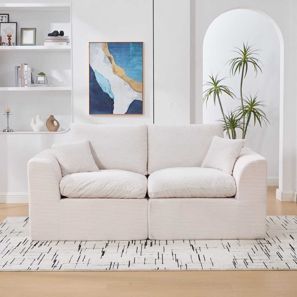 BBWL Sofa Stoff Sofa modern minimalistisch, weicher Corduroy Sessel, mit Kissen für Wohnzimmer, nordischer Freizeitstuhl ohne Montage