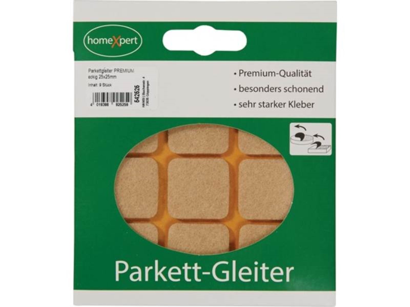 Parkett Parkettgleiter Premium 25 x 25mm Filz natur eck.selbstkl. selbstkleben