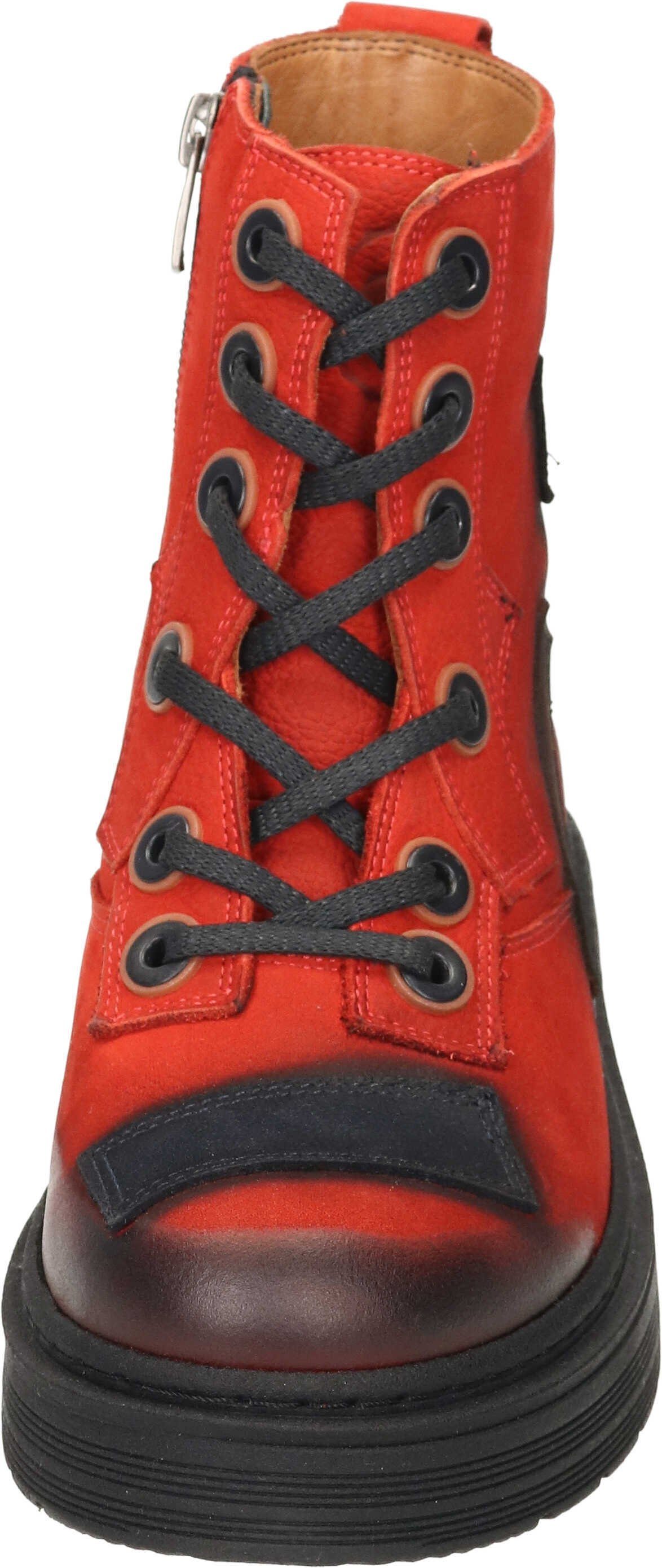 Boots Manitu Schnürstiefelette Nubukleder rot aus