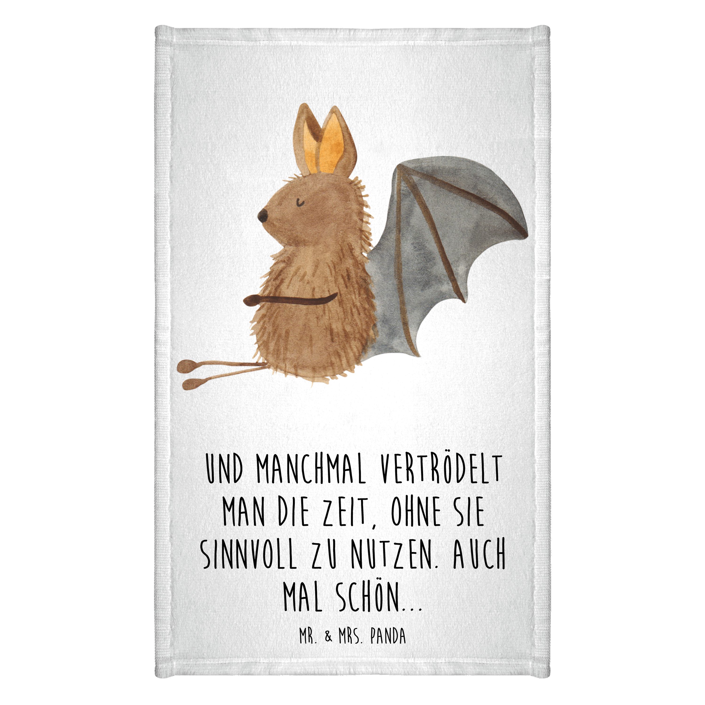 Handtuch Fledermaus Sitzen - Weiß - Geschenk, Tiere, Kinder Handtuch, entspann