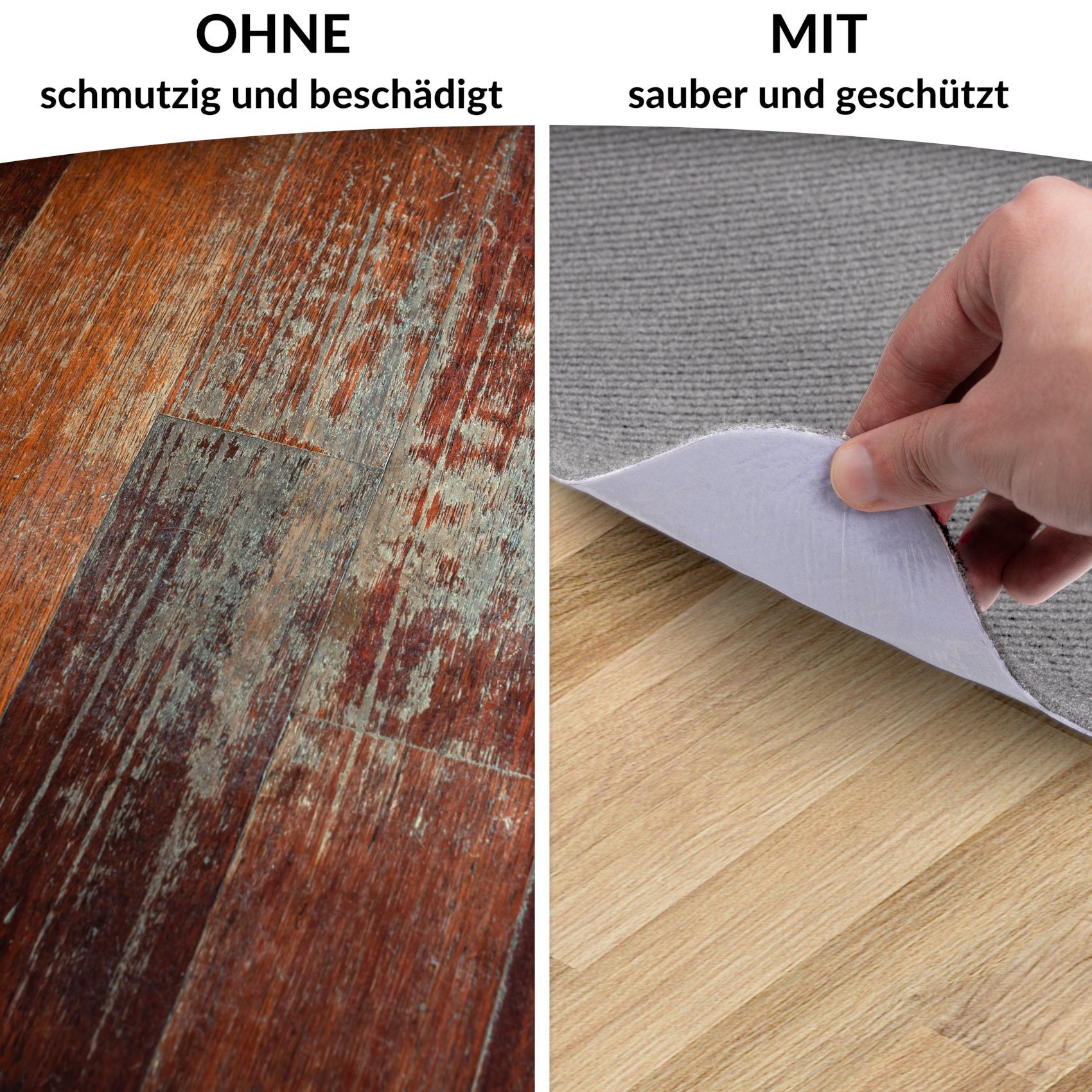 ANRO Bodenschutzmatte NEMESIS Bürostuhl Matte Teppich für Hartboden, Bodenschutz - gerollt, 1-St., Einzelpackung, geräuschdämpfend rutschfest Kurzflor 120x90cm  – Bild 3 von 5