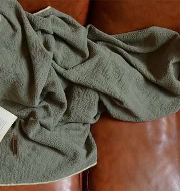 Wohndecke Premium Decke 170 x 130 cm als weiches Plaid aus Baumwolle, Kai Wiechmann, Tagesdecke aus körnig strukturiertem Waffel Piqué