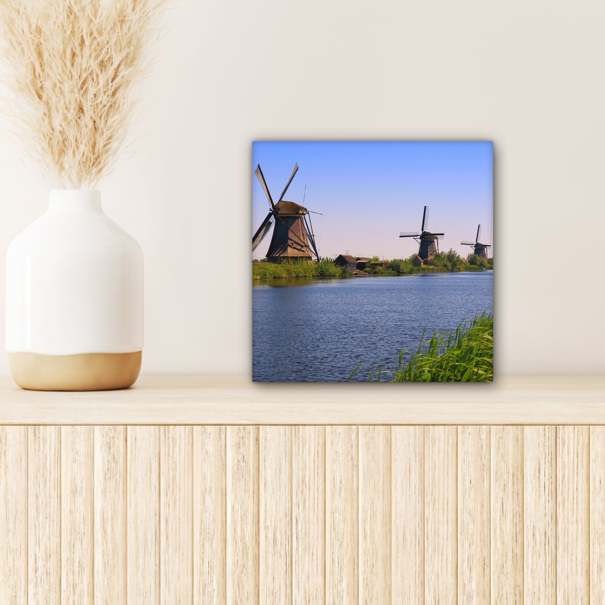 Niederlande OneMillionCanvasses® Wohnzimmer Leinwandbild für - Wasser, St), Mühle Schlafzimmer (1 Leinwand Bilder -