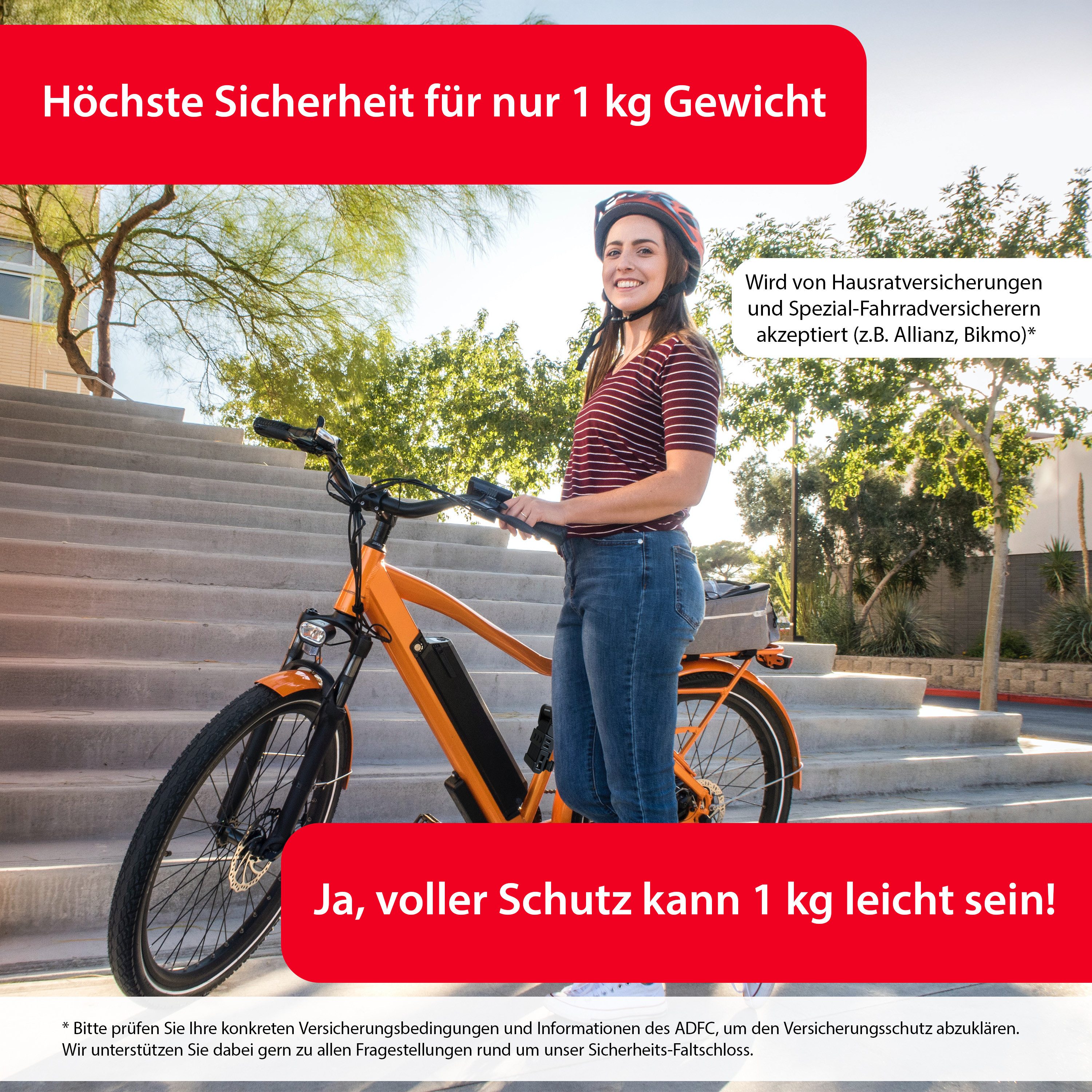 KOHLBURG Faltschloss [höchste Sicherheit für 1 kg] Fahrradschloss für E-Bike & Fahrrad 89cm, aus gehärtetem Spezialstahl mit höchster Sicherheitsstufe