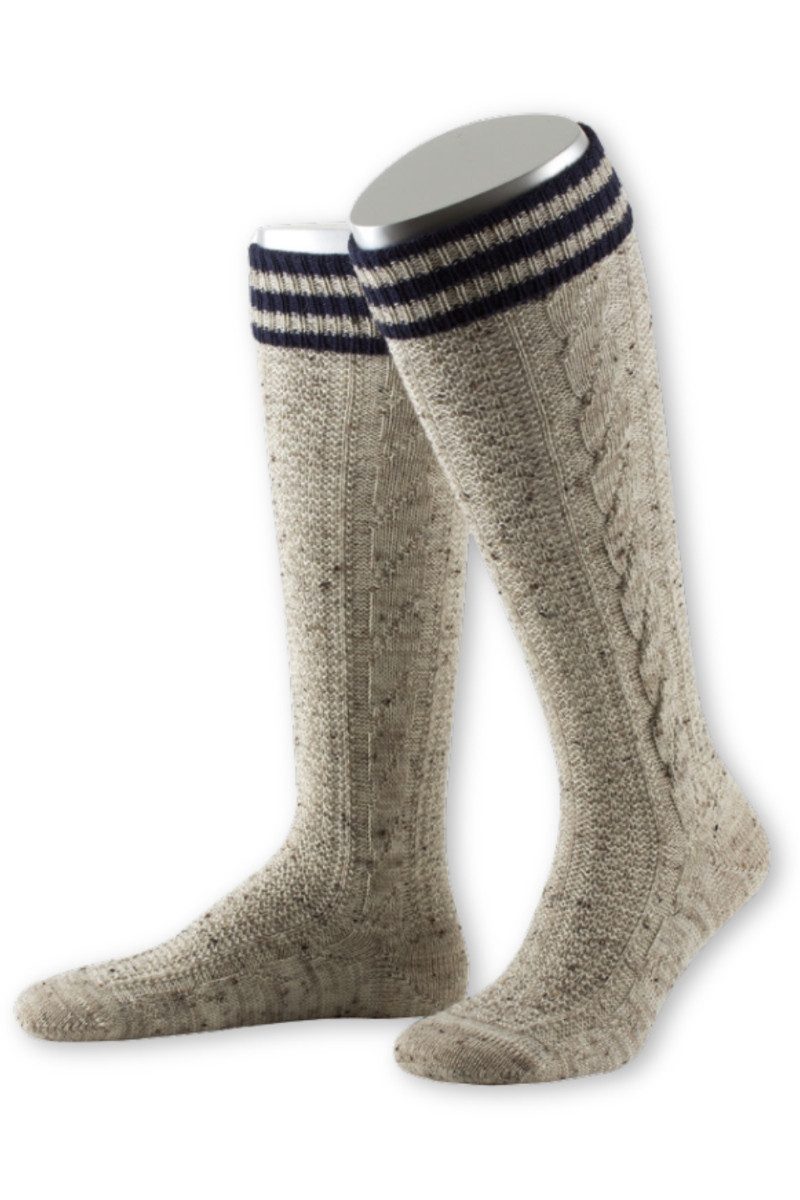 Lusana Trachtensocken Trachten Kniestrümpfe - L8995RT - beige/marine, beige/oliv