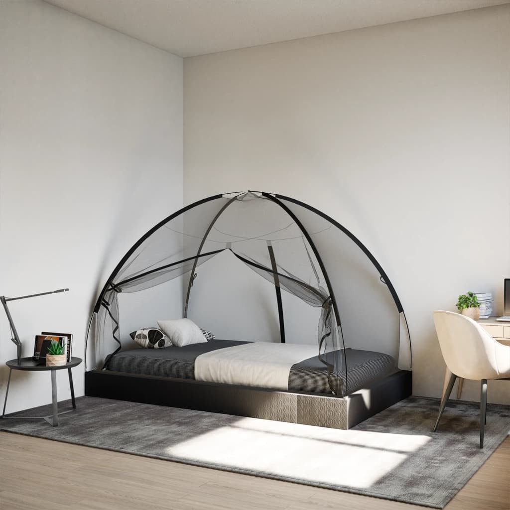 vidaXL Moskitonetz Moskito-Netzzelt Mongolisch 220 Schwarz 200x120x130 cm