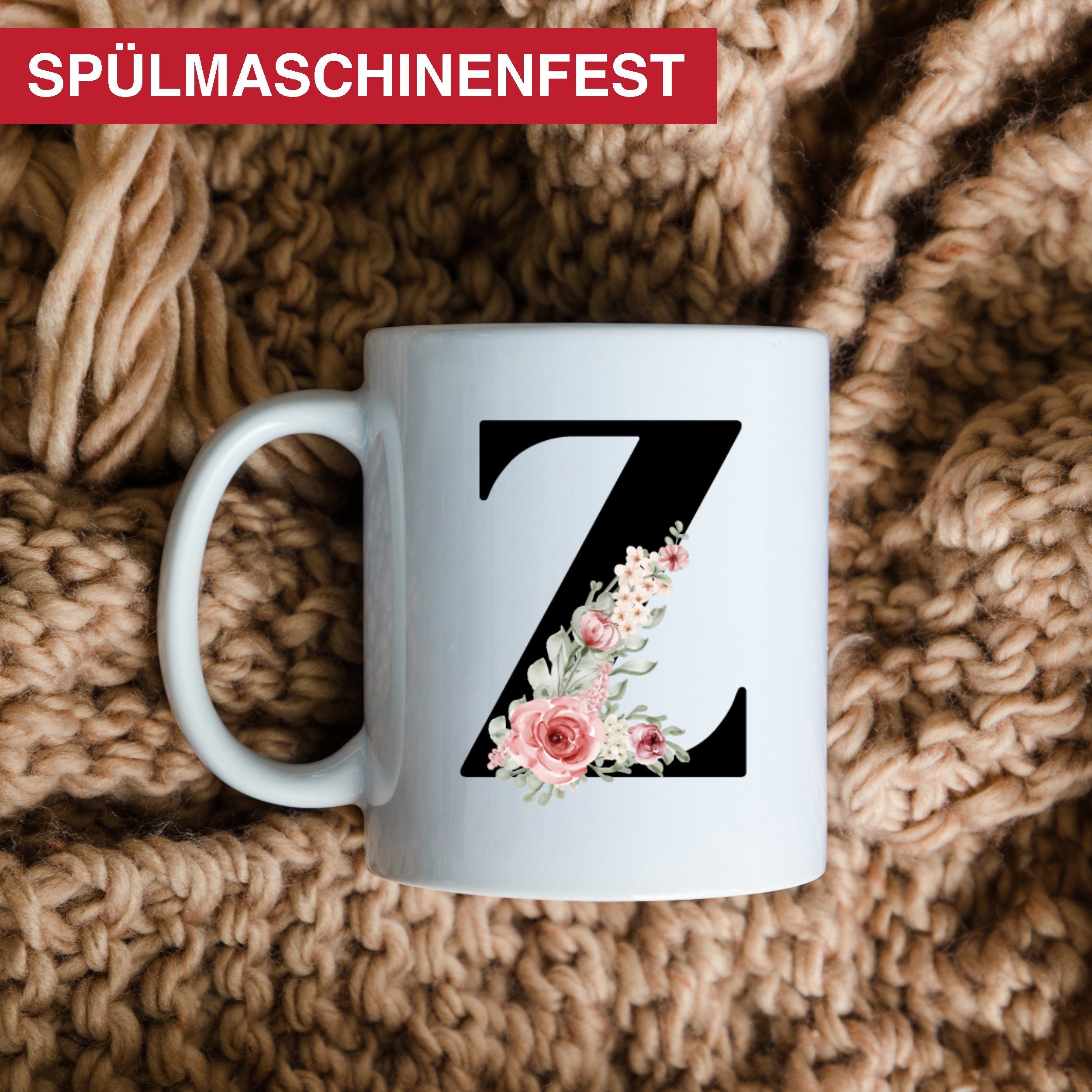 Giftandprint Tasse personalisiert mit Anfangsbuchstabe Monogramm Geburtstag Geschenk Frau, Geschenke für Frauen, Spülmaschinengeeignet, Mit Geschenkbox