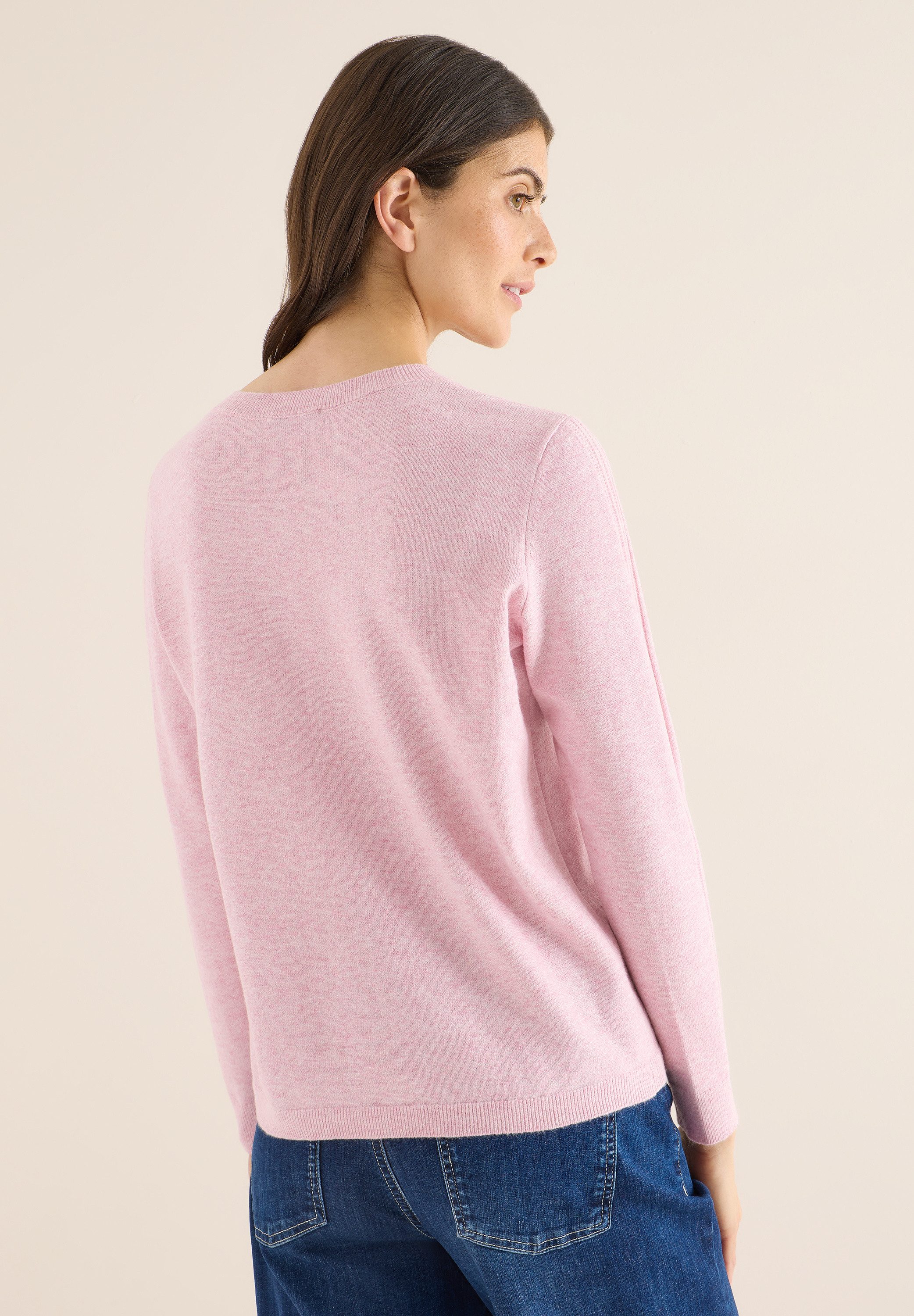 CECIL V-Ausschnitt-Pullover mit Materialmix