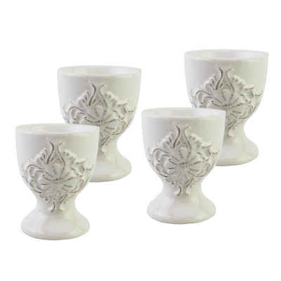 Neuetischkultur Eierbecher Eierbecher Keramik weiß 4er-Set Bessie, (4-tlg)