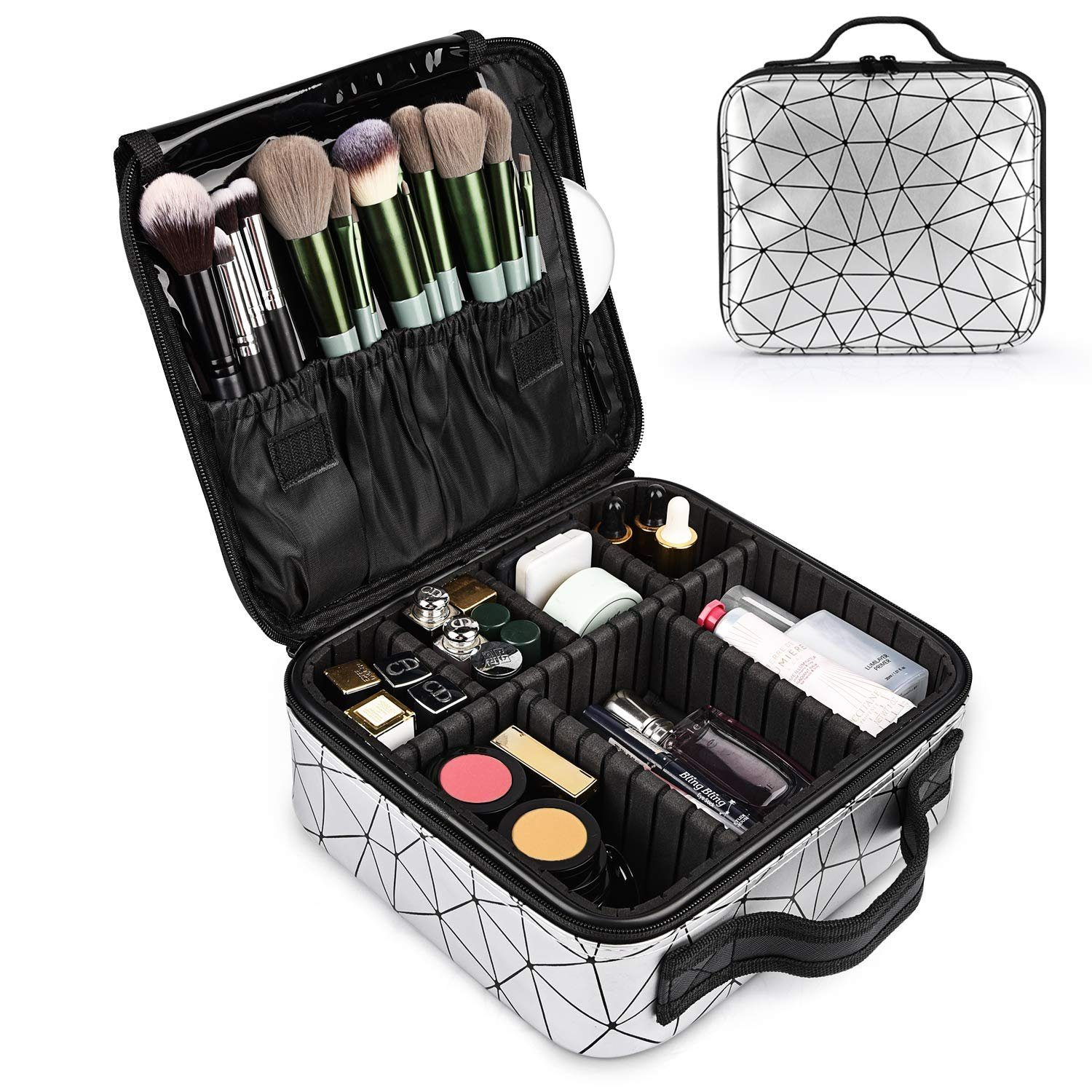 CALIYO Kosmetik-Koffer Kosmetiktasche Portable Reise Make Up Tasche, Makeup Organizer, Tasche Schmink Aufbewahrung Kosmetische Box Wasserdicht Schminktasche Weiss