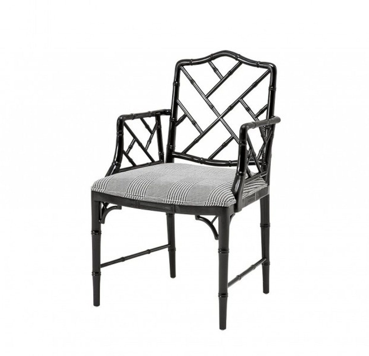 Casa Padrino Esszimmerstuhl Luxus Mahagoni Esszimmer Stuhl mit Armlehne Schwarz - Limited Edition