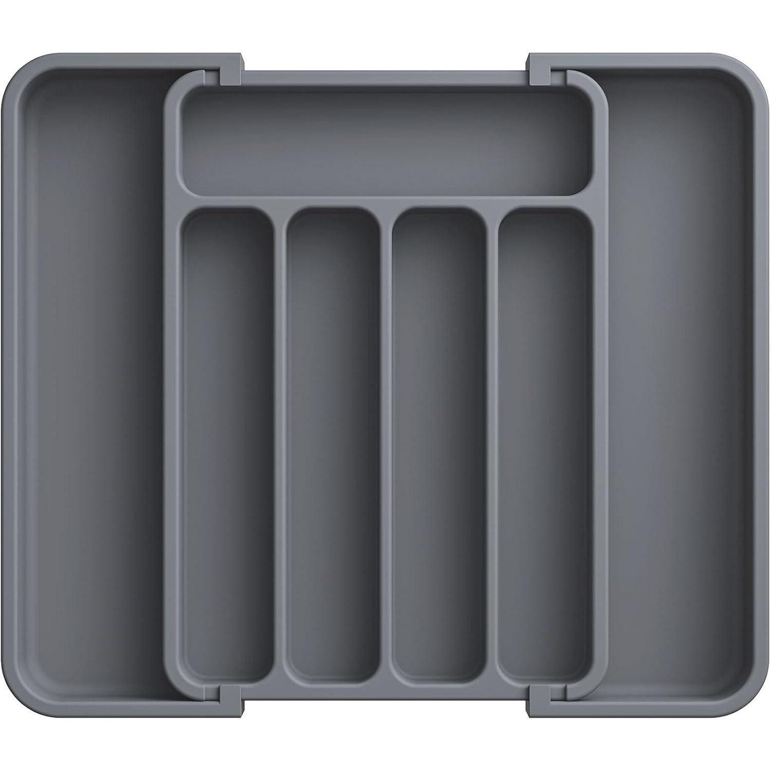 LuxusKollektion Besteckeinsatz Besteckkasten Schubladen Abnehmbar Erweiterbar Organizer mittel Grau (1 St)