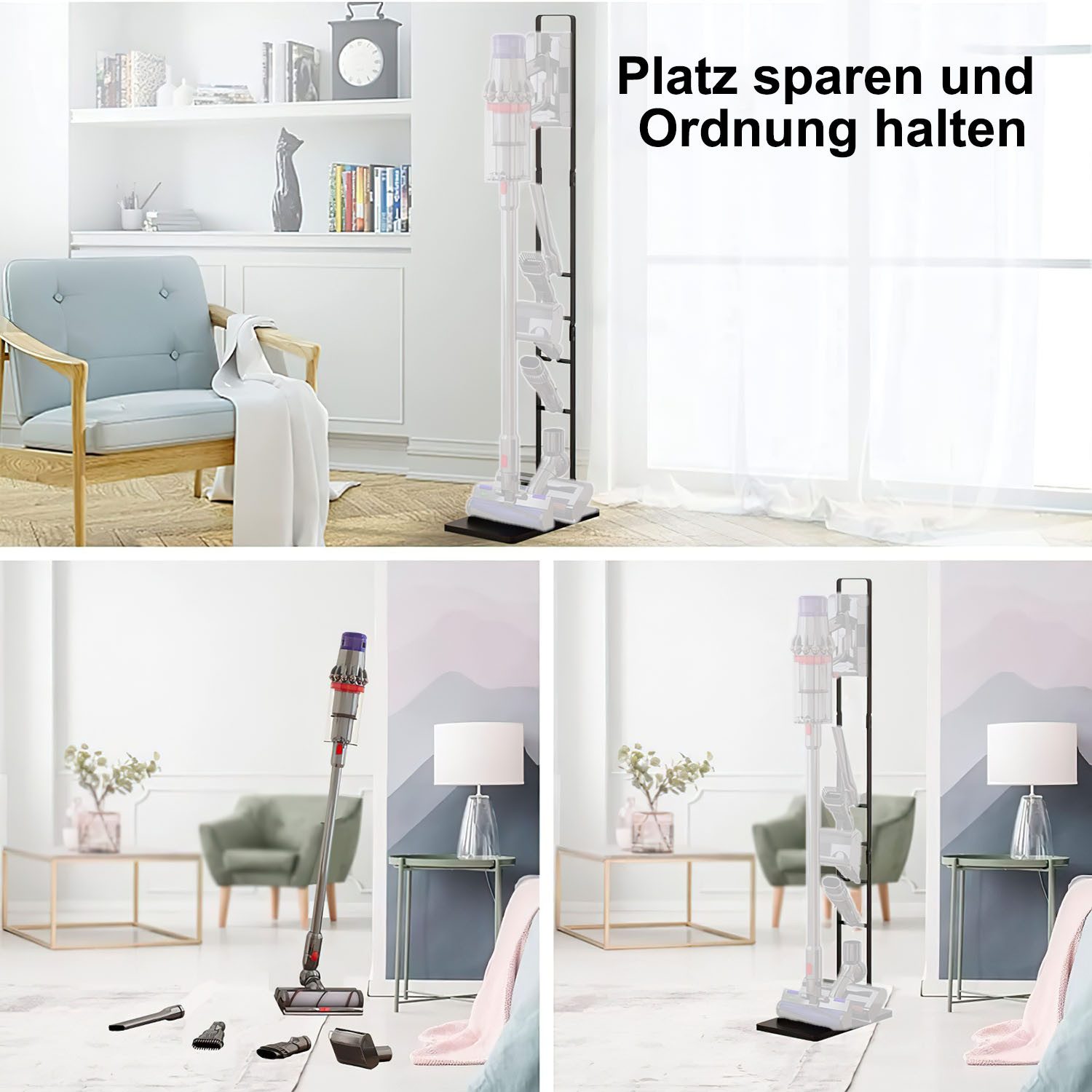 SURFOU Standhalterung Ständer Halterung Kompatibel für Dyson Metallhalterung mit 4 Haken, (Staubsaugerständer, Bodenständer Zubehörhalter Speichern Organisieren – Bild 2 von 5