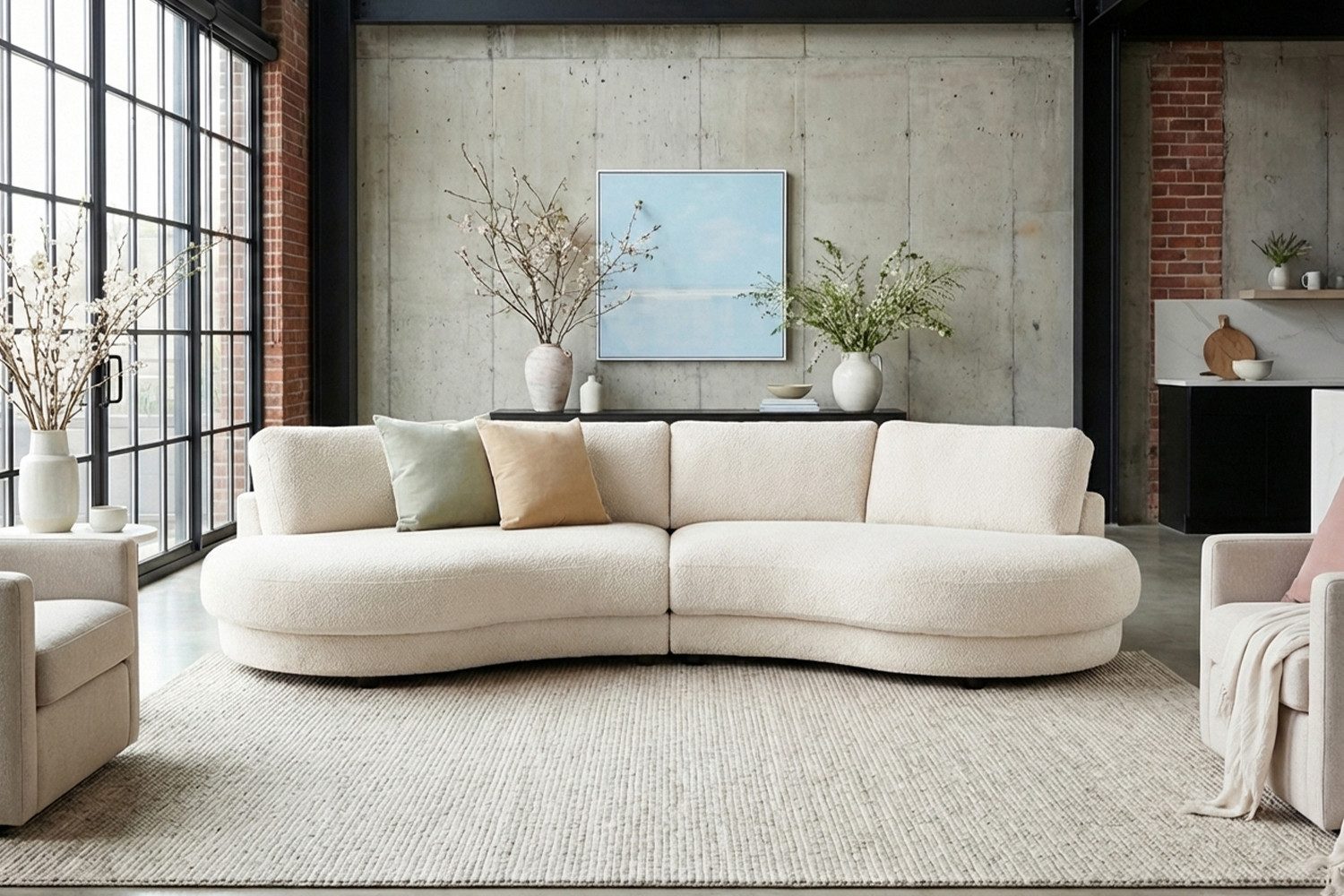 KAWOLA Big-Sofa PADANA Wohnlandschaft - XXL Komfort - Designer Couch - 410 cm, Lounge Sofa, Rundumbezug, Stahl-Wellenferdern, luxuriöse Polsterung