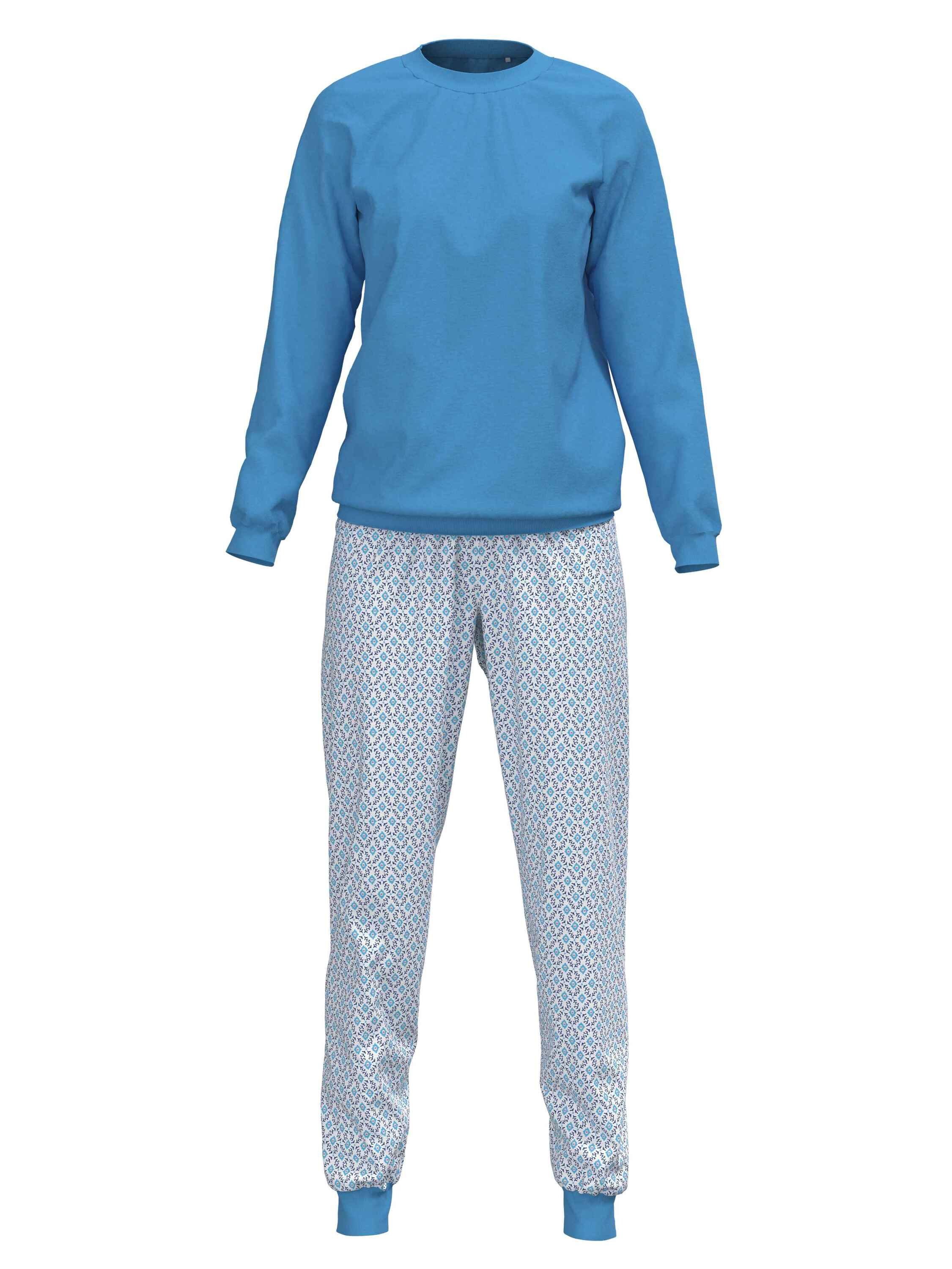 CALIDA Pyjama Bündchen-Pyjama (2 blue tlg) azurit
