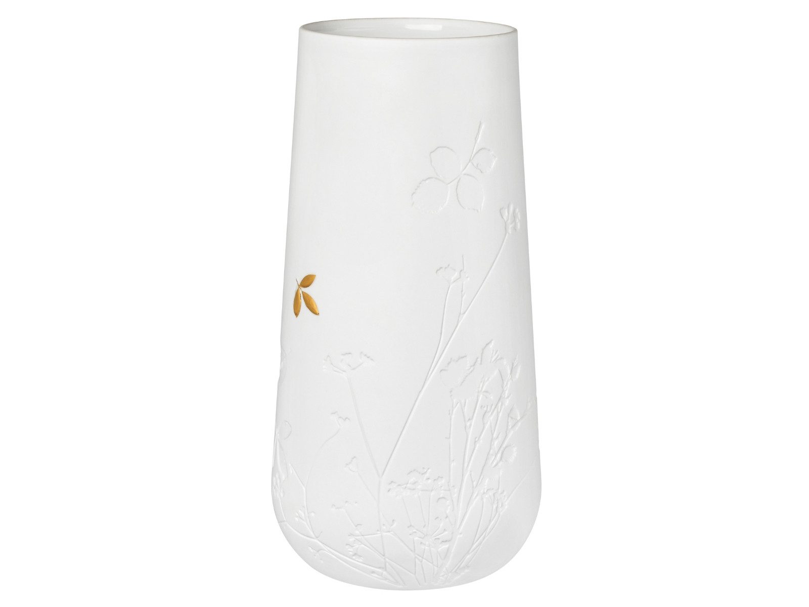 Räder Dekovase Vase groß Goldenes Blatt weiß 25cm (Dekovasen)