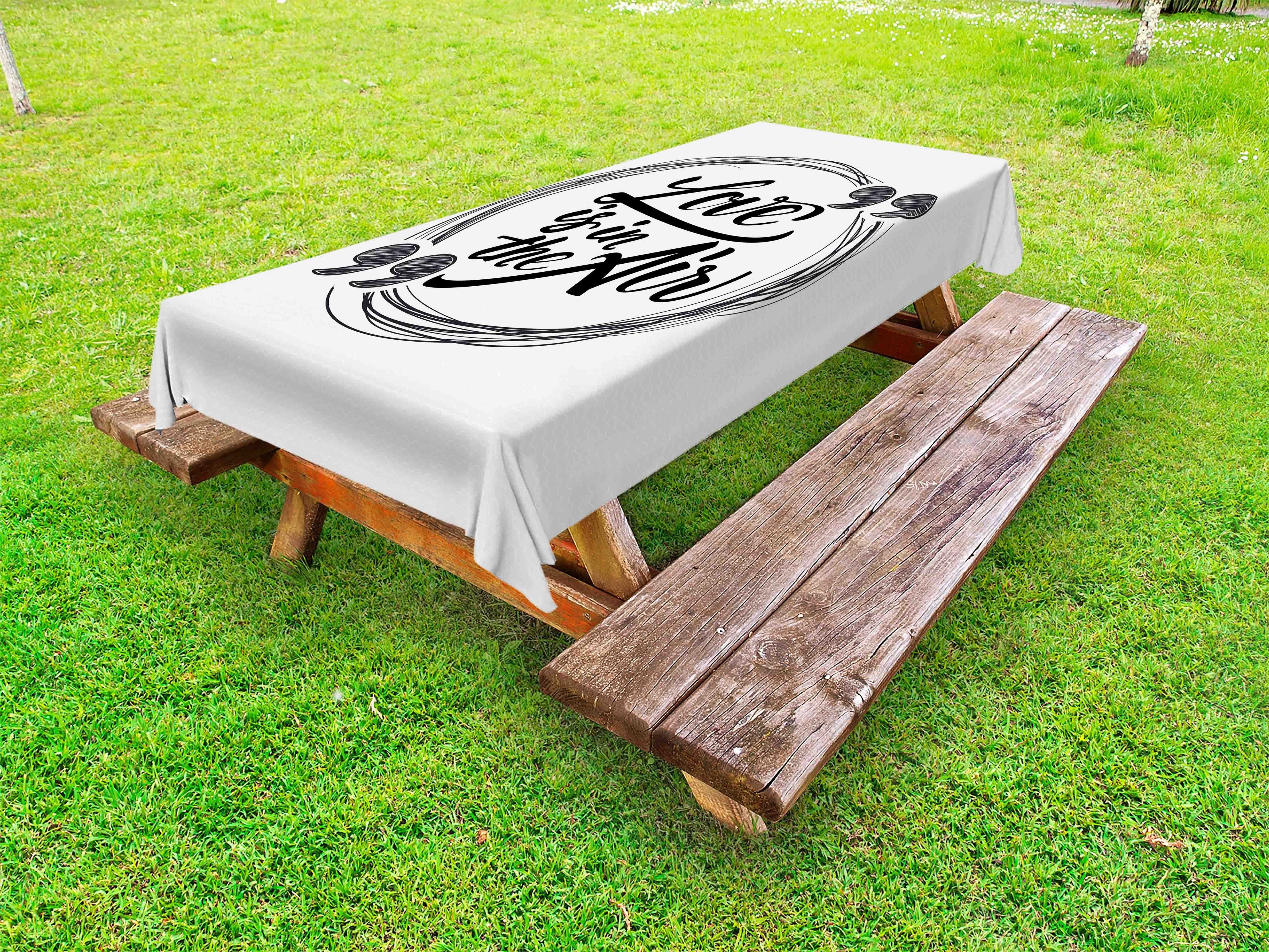 Abakuhaus Tischdecke dekorative waschbare Picknick-Tischdecke, Zitat Phrase Love Scribble Kreis