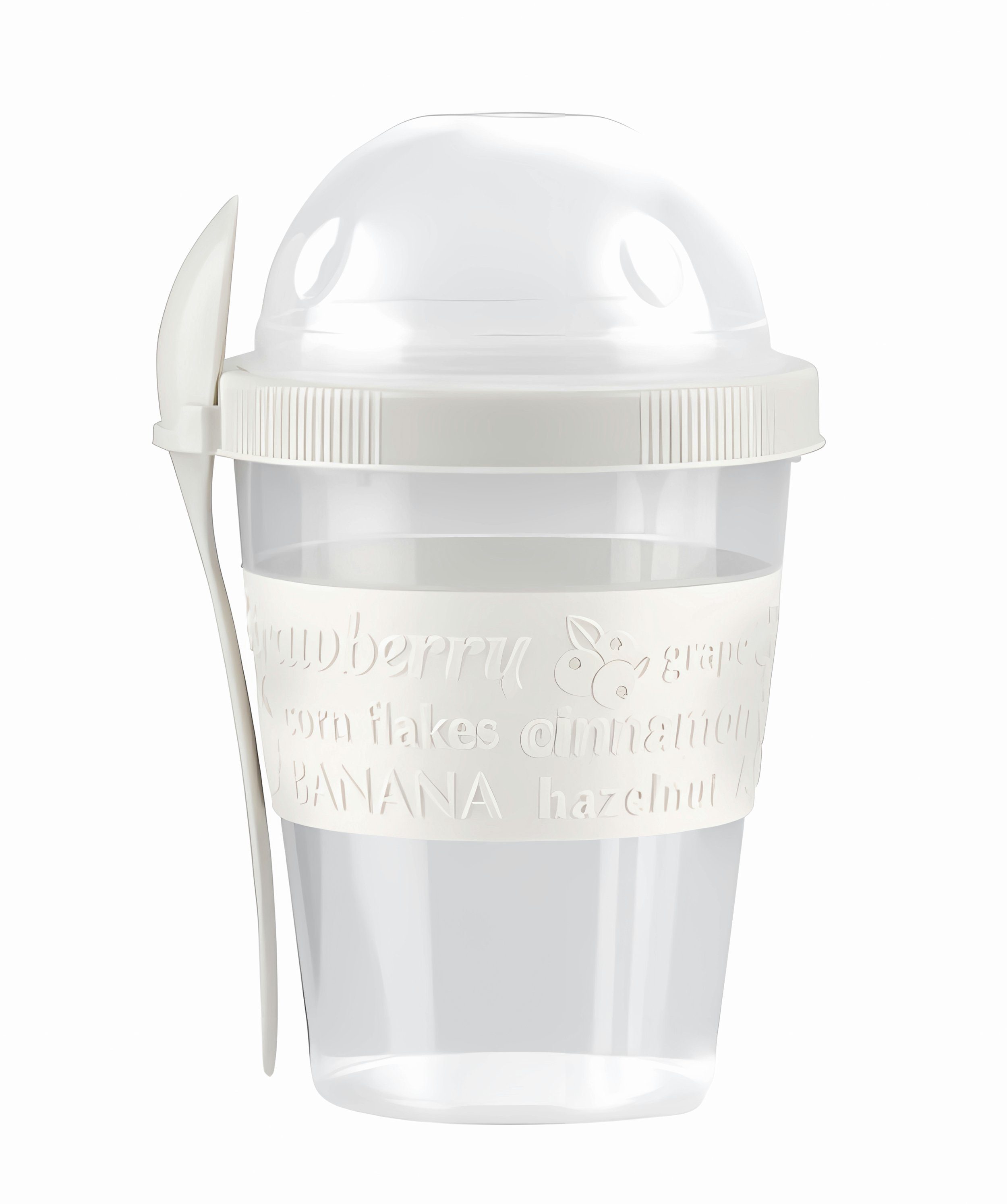 *Alpina* Müslischale JOGHURTBECHER 500ml mit Löffel Deckel Müslibecher Joghurt 83 (Weiss), Müsli to go Müslischale Becher Obst Becher