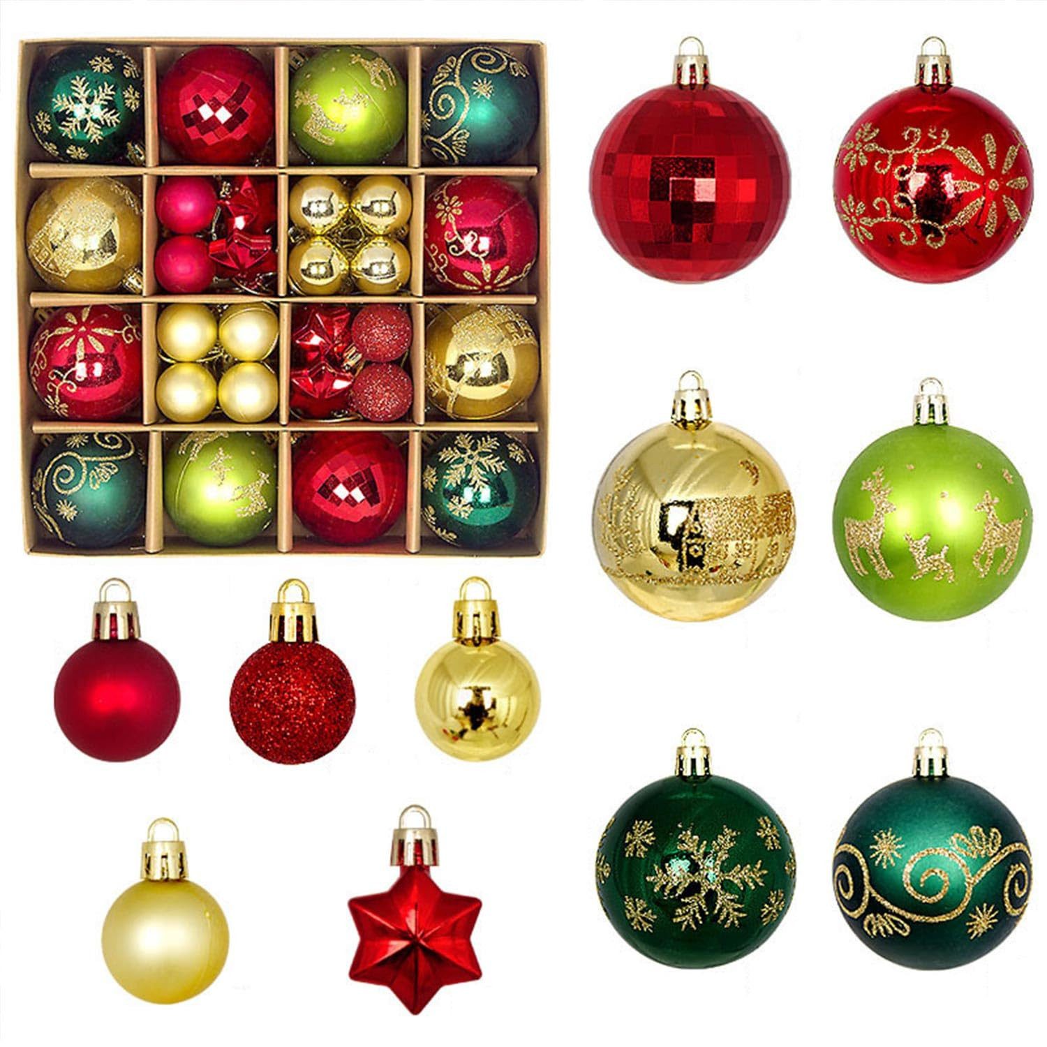 Coonoor Weihnachtsbaumkugel Weihnachtskugeln 44-teiliges Weihnachtskugel-Ornament-Set (44 St), bruchsichere Weihnachtsbaum-Hängekugel-Ornament-Dekorationen