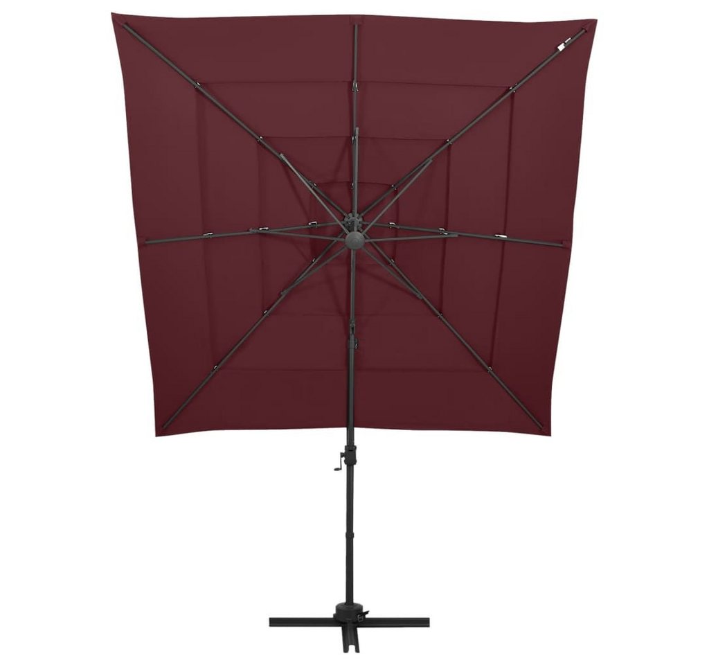 Thumbnail - vidaXL Sonnenschirm Sonnenschirm mit Aluminium-Mast 4-lagig Bordeauxrot 250x250 cm