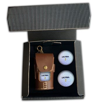 elbedruck Golfballtasche »Ledertasche Gürteltasche für Golfball inkl. 4 Wilson Ultra Golfbällen im Geschenk-Set Golfspieler/in Golfsport« (Set, 5-teilig), 100% Rindsleder, mit Karabinerhaken