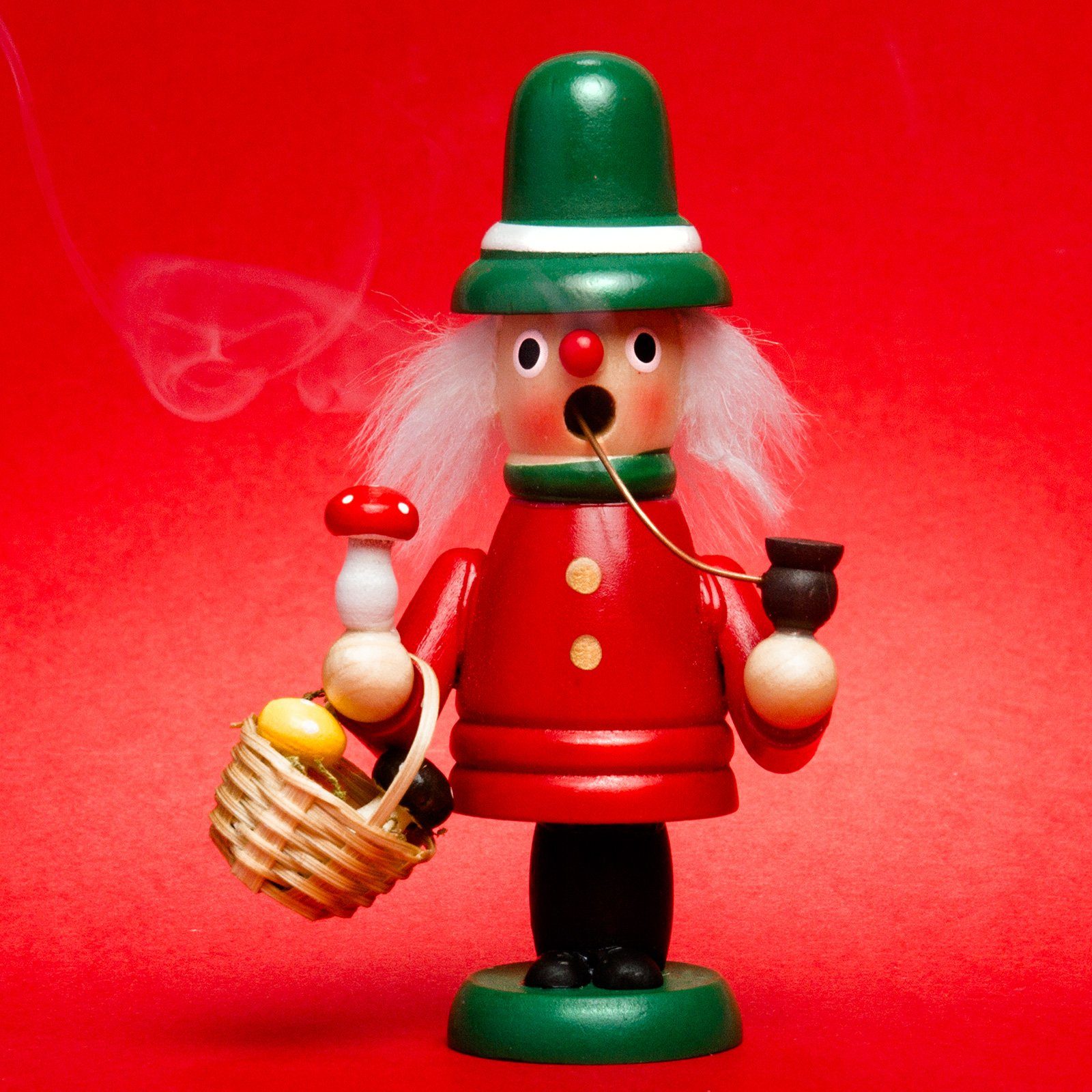 Räuchermännchen Holz rot aus SIKORA Pilzesammler Weihnachtsfigur Mini RM-G SIKORA G4