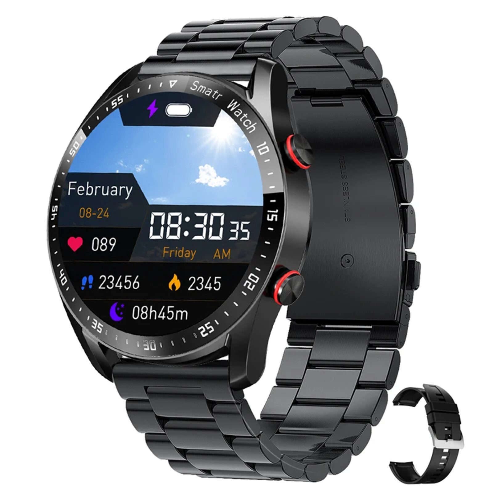 HS Bluetooth Anruf Smart Uhr Männer Fitness Sport Wasserdichte Smartwatch Fitnessuhr