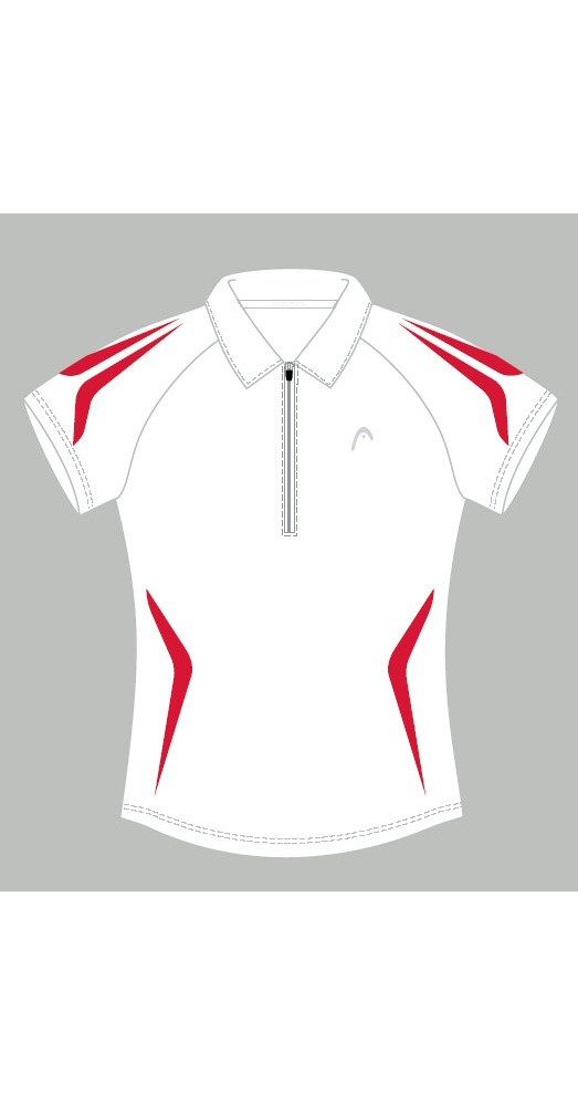 Head Poloshirt Zip weiß/rot Damen (Größe S)