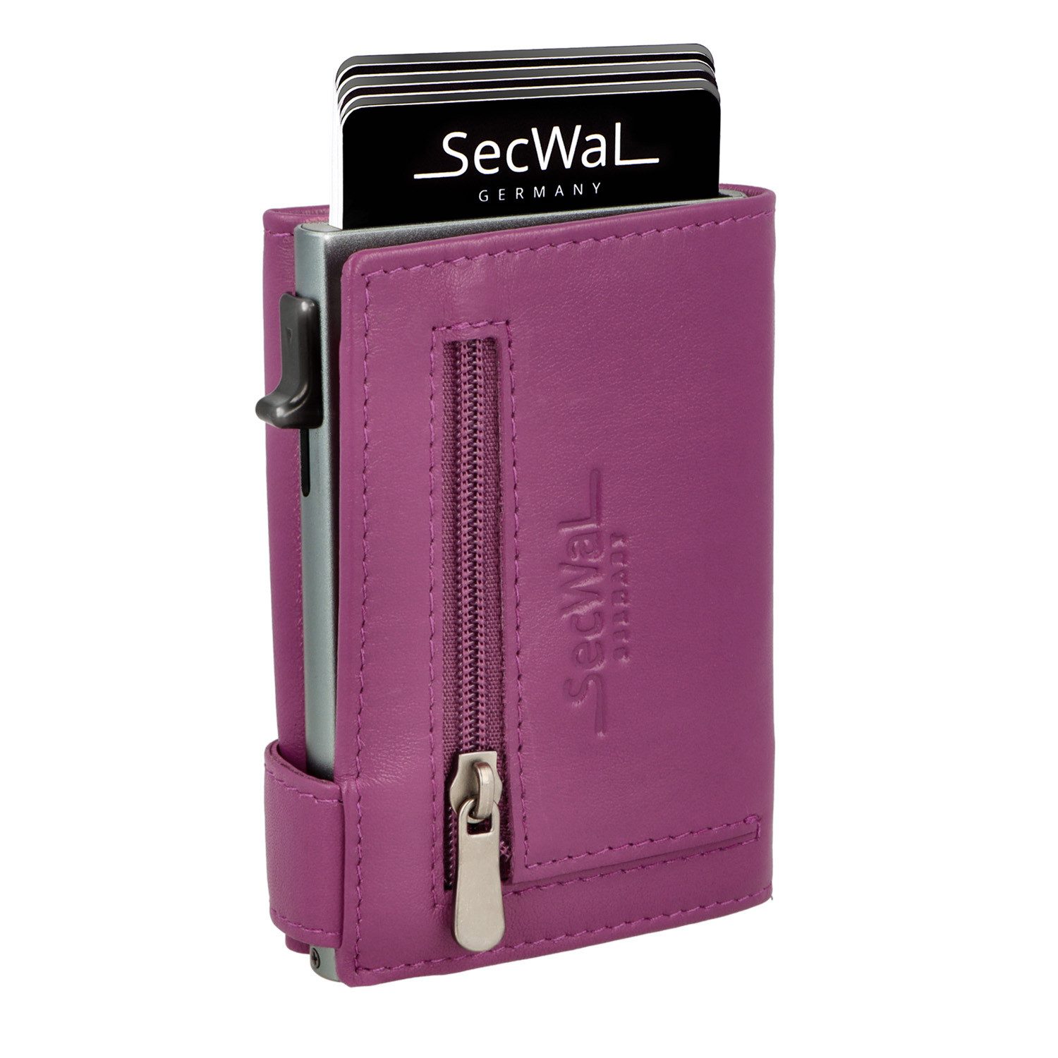 SecWal Geldbörse, Kartenetui mit Münzfach Reißverschluß, Slim Wallet, RFID Schutz, Geldbeutel klein, für Herren und Damen