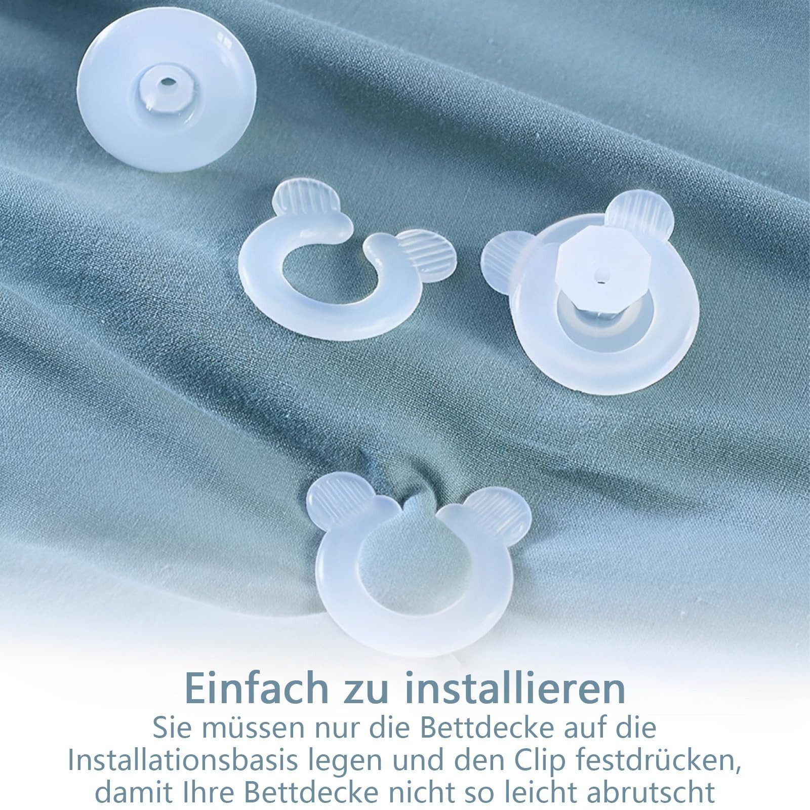 Matratzenkeil Bettdecken Clips 12er Set Bettbezug Fixierer gegen Verrutschen FOUORTUNATE-BEE, Deckenhalter Clips für Bettwäsche Vorhang Kürzen ohne Nähen – Bild 3 von 5