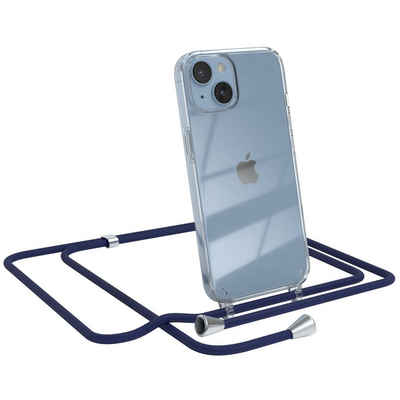 EAZY CASE Handykette Hülle mit Kette für Apple iPhone 14 6,1 Zoll, Kette zum Umhängen Backcover Etui Schutzhülle Hülle mit Band Case Blau