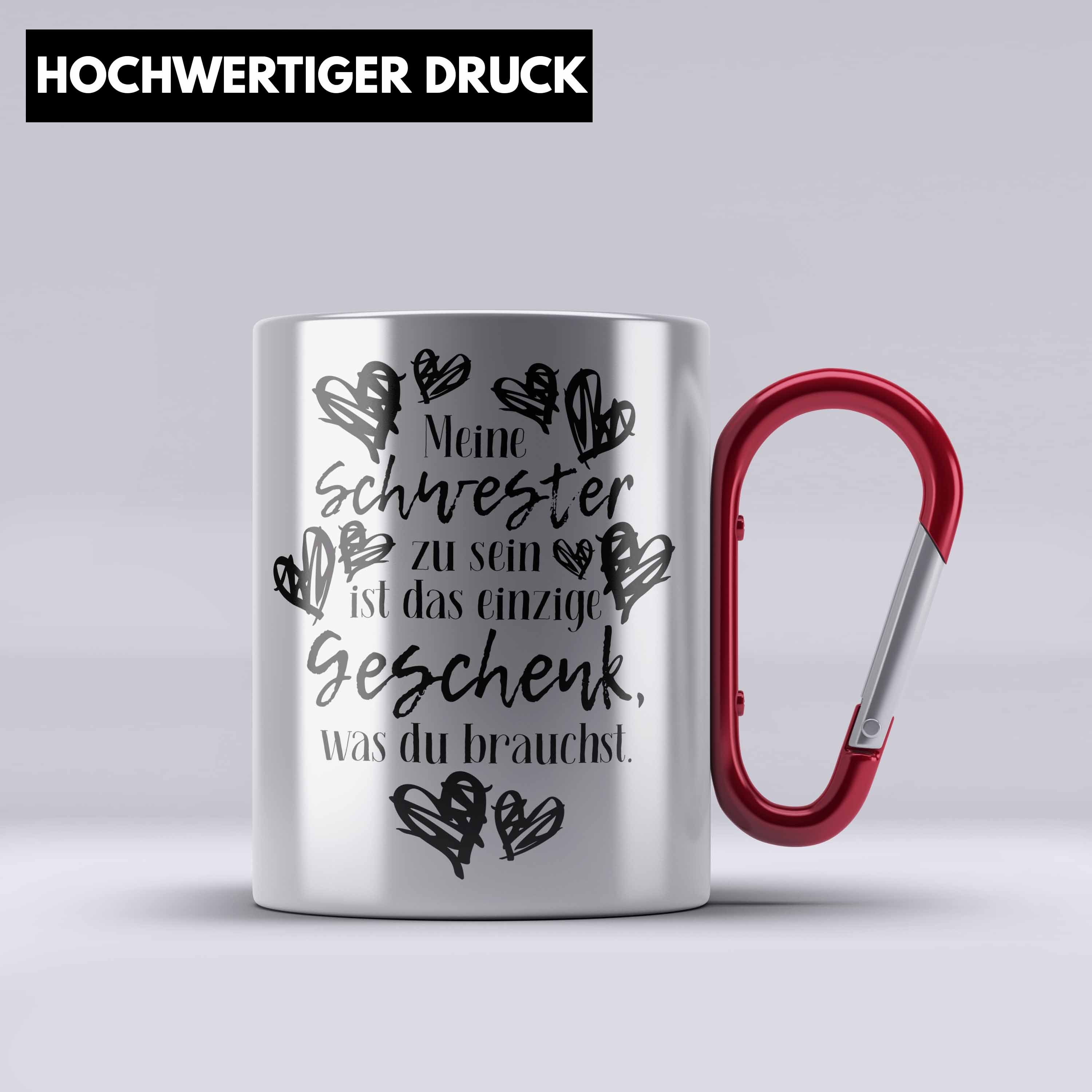 Schwester Spruch Edelstahl Trendation Tasse Beste Rot Geburtstag Thermotasse Geschenkidee Schwest