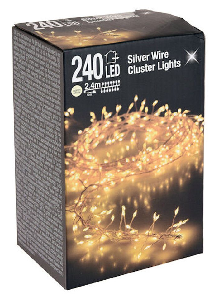 Spetebo Lichterkette Silver Wire CLUSTER Lights - 240 LED, 240-flammig