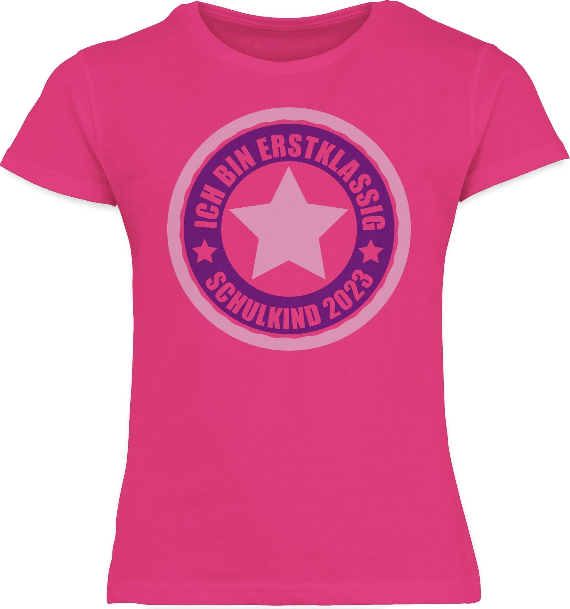 Schulkind Fuchsia Ich 2 erstklassig Shirtracer T-Shirt bin 2023 rosa in - Einschulung Mädchen