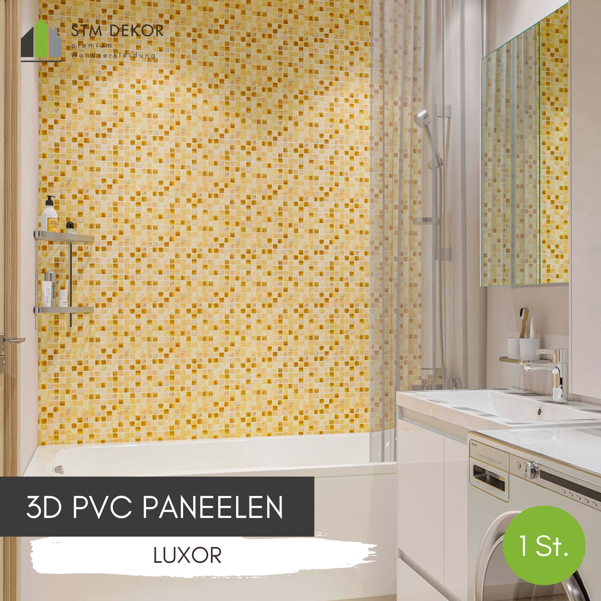STM Company 3D Wandpaneel 3D-Wandpaneele PVC, Mosaik Optik, 1-20 Platten - 0.5-10 m², (1-tlg) Für Wohnzimmer, Küche & Bad, Einfache DIY-Montage