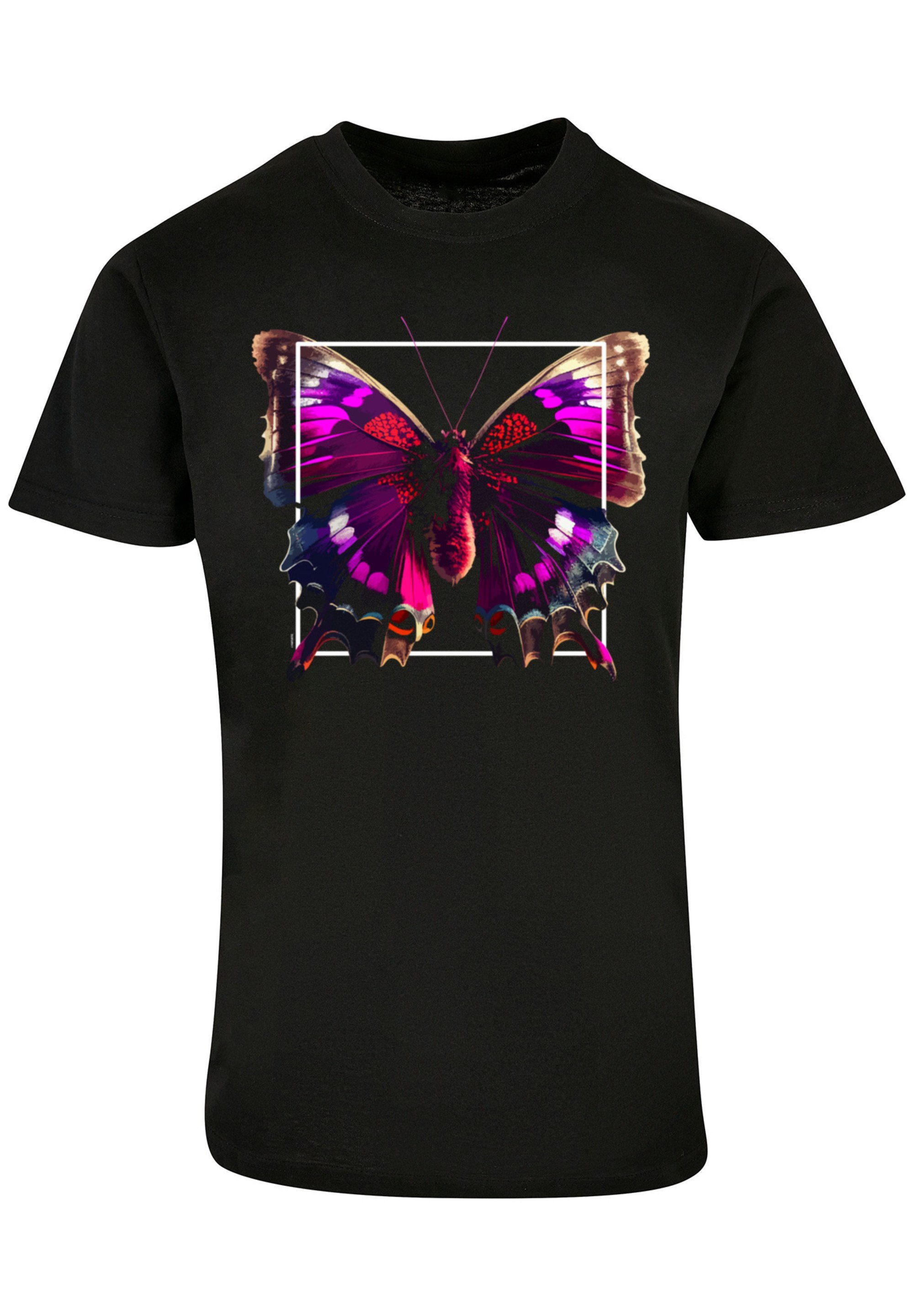 Pink UNISEX T-Shirt schwarz Schmetterling Print TEE F4NT4STIC