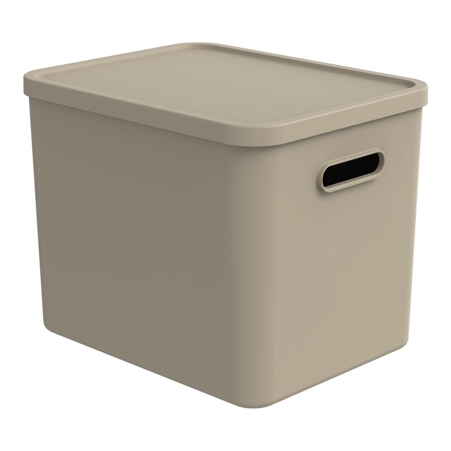 ROTHO Aufbewahrungsbox ALBULA, 27 Liter, Braun, Kunststoff, (1 St), mit Deckel