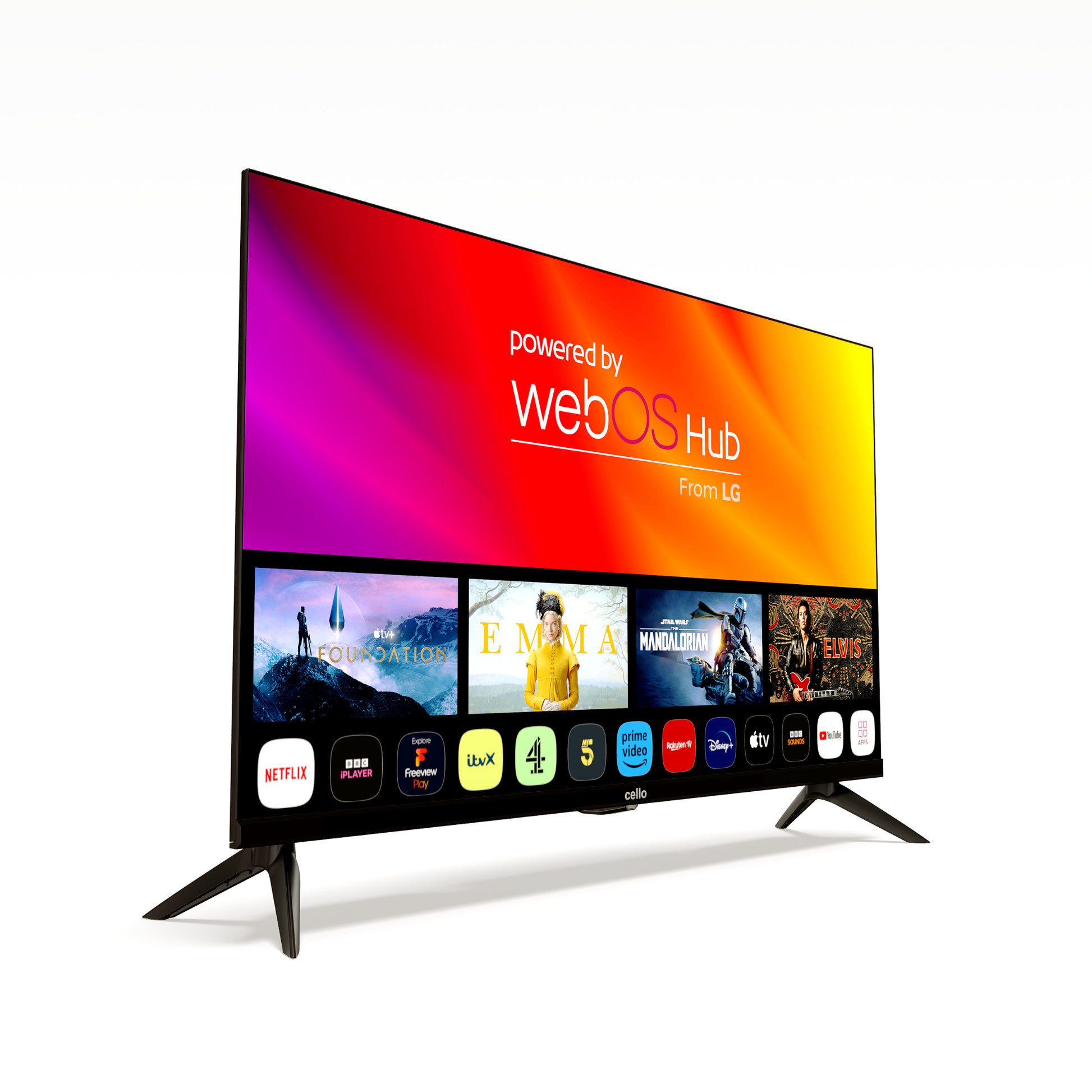 Cello 32 Zoll LED-TV Smart WiFi WebOS Triple-Tuner LED-Fernseher (81 cm/32 Zoll, HD-Ready, Smart-TV, WebOS Hub, Triple‑Tuner, Bluetooth‑Audio, 3× HDMI, VESA)