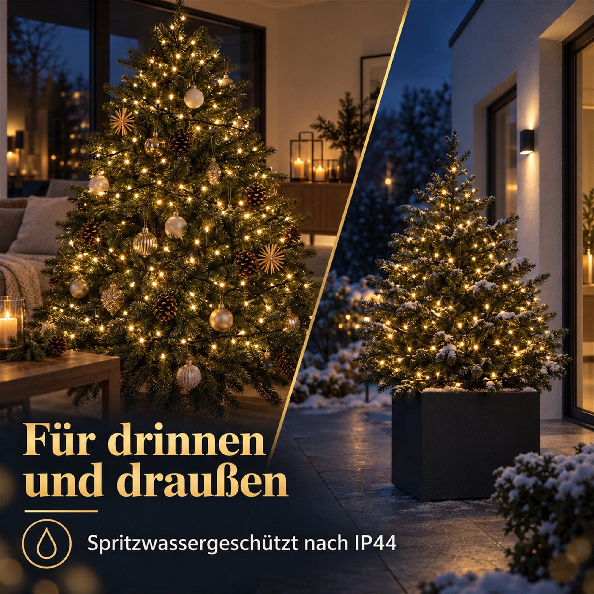 INtrenDU LED-Lichterkette Lichterkette warmeiß 800LED 16m, mit itegriertem Timer, Beleuchtungsprogrammen und Memoryfunktion – Bild 4 von 5
