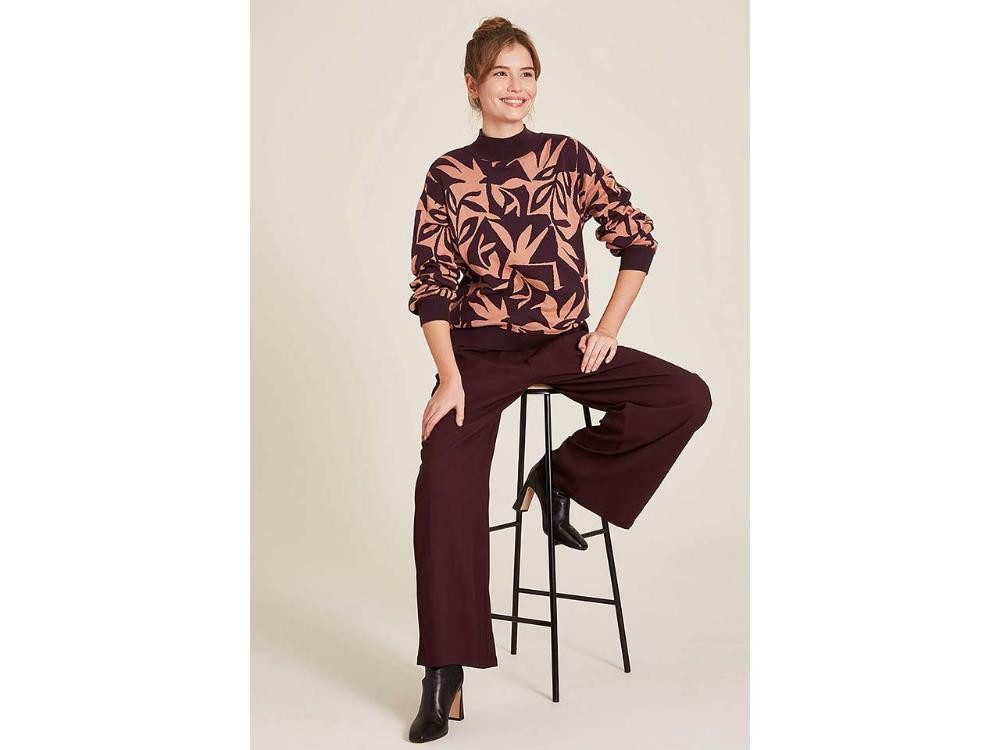 Tranquillo Rundhalspullover tranquillo Bio-Damen-Pullover mit dezentem Rollkra