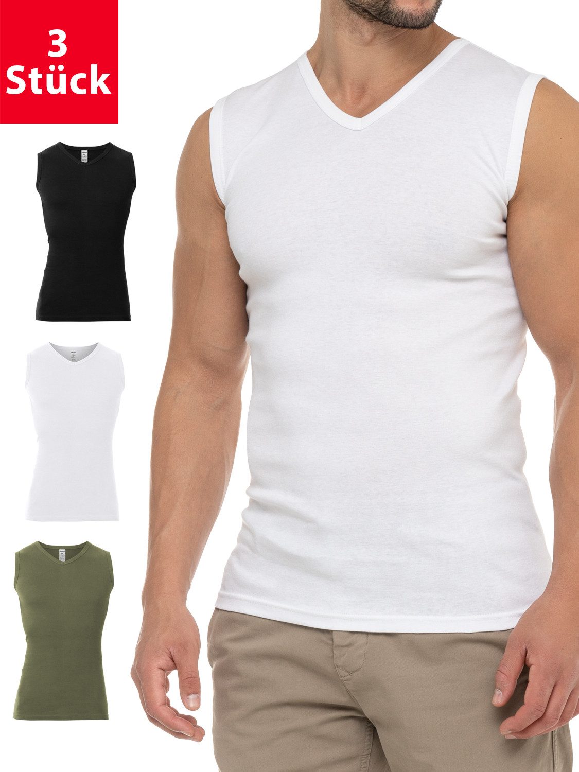 celodoro Unterhemd Herren Business Muskelshirt V-Neck (3er Pack) Muscle Shirt