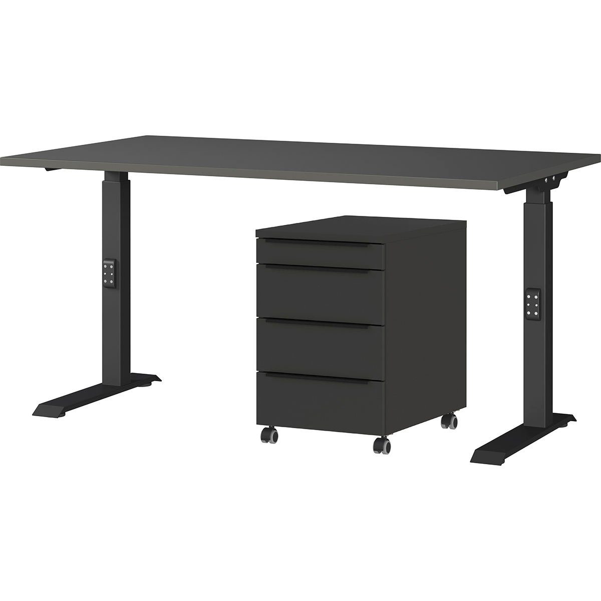 GERMANIA Büromöbel-Set Mailand, (2-tlg), inkl. Schreibtisch und Rollcontainer